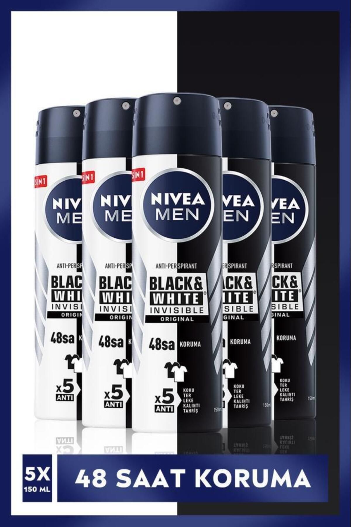 NIVEA Men Erkek Sprey Deodorant Black&white Invisible Original 48 Saat Anti-perspirant Koruma 150ml