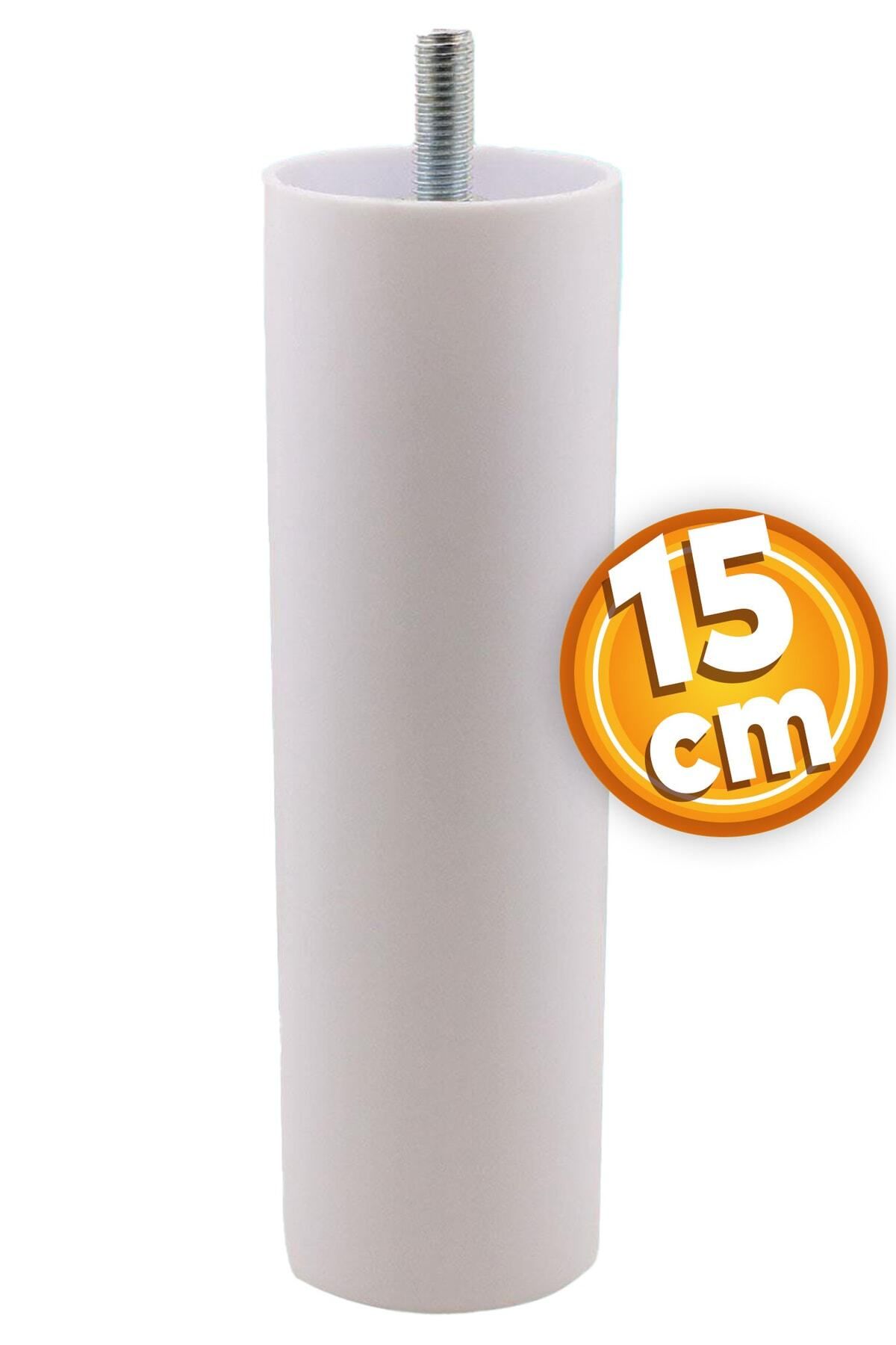 Badem10 Mobilya Kanepe Koltuk Baza Yükseltici Yükseltme M8 Civatalı Vidalı Orta Destek Ayağı Ayak Beyaz 15cm