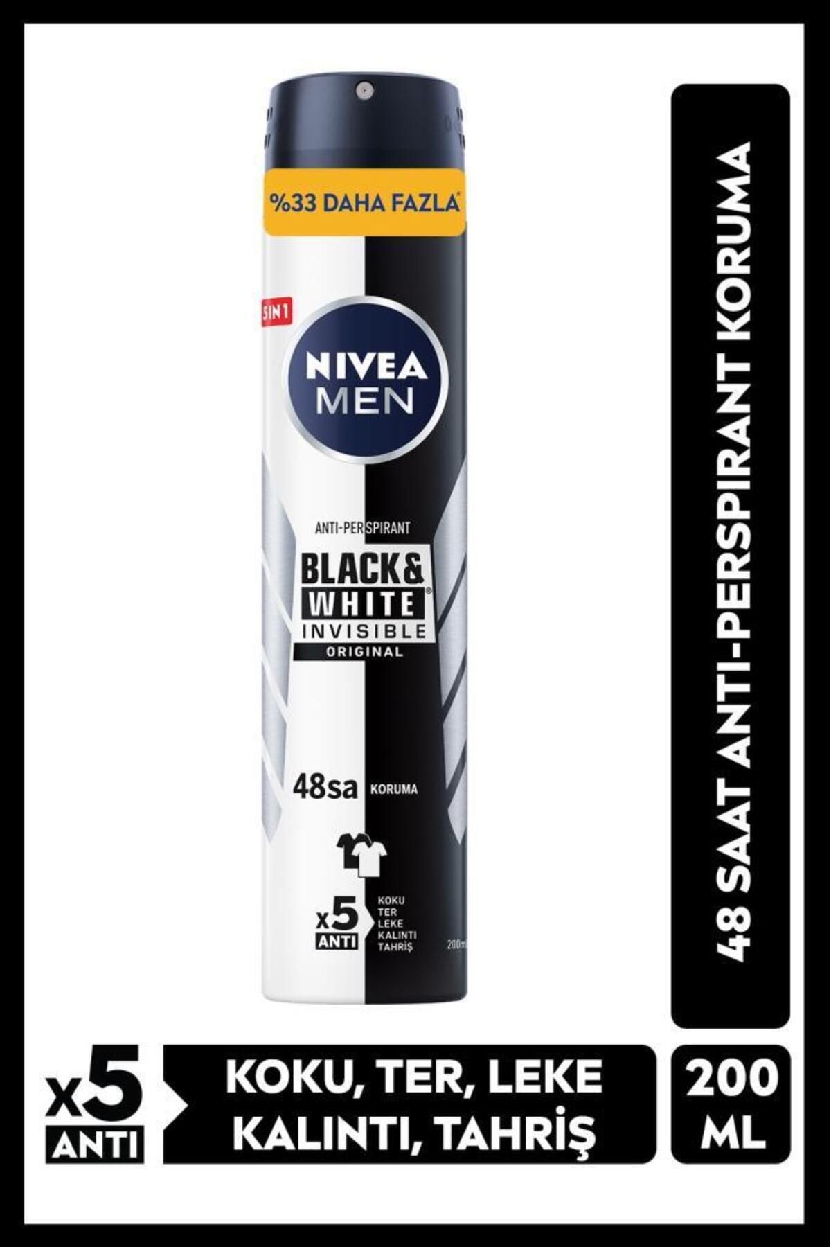 NIVEA Men Black&white Invisible Original Erkek Sprey Deodorant 200 ml