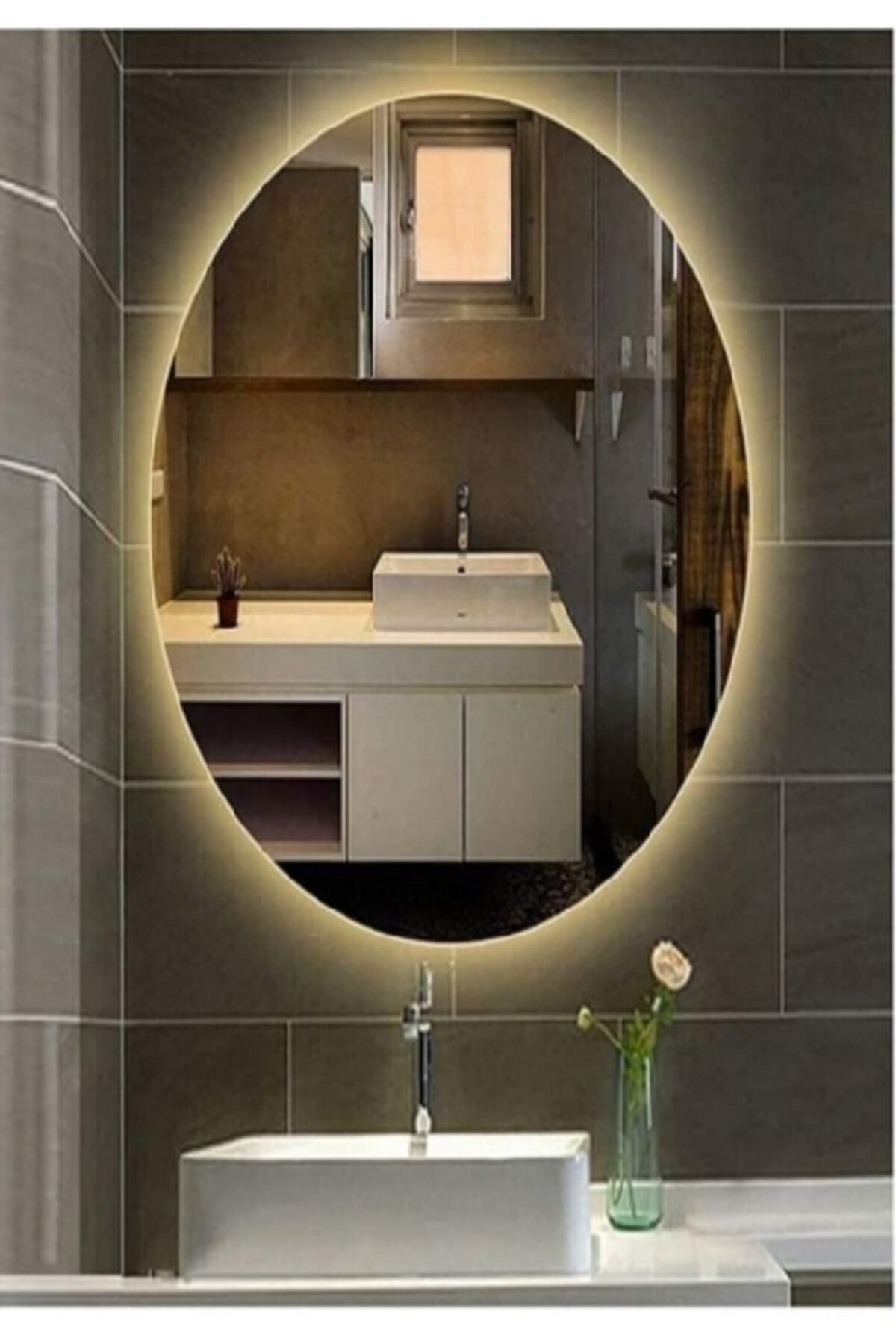 Toprak dekor Ledli Banyo Aynası 70*40 Elips Ayna Makyaj Aynası Ledli Ayna Tuvalet Aynası
