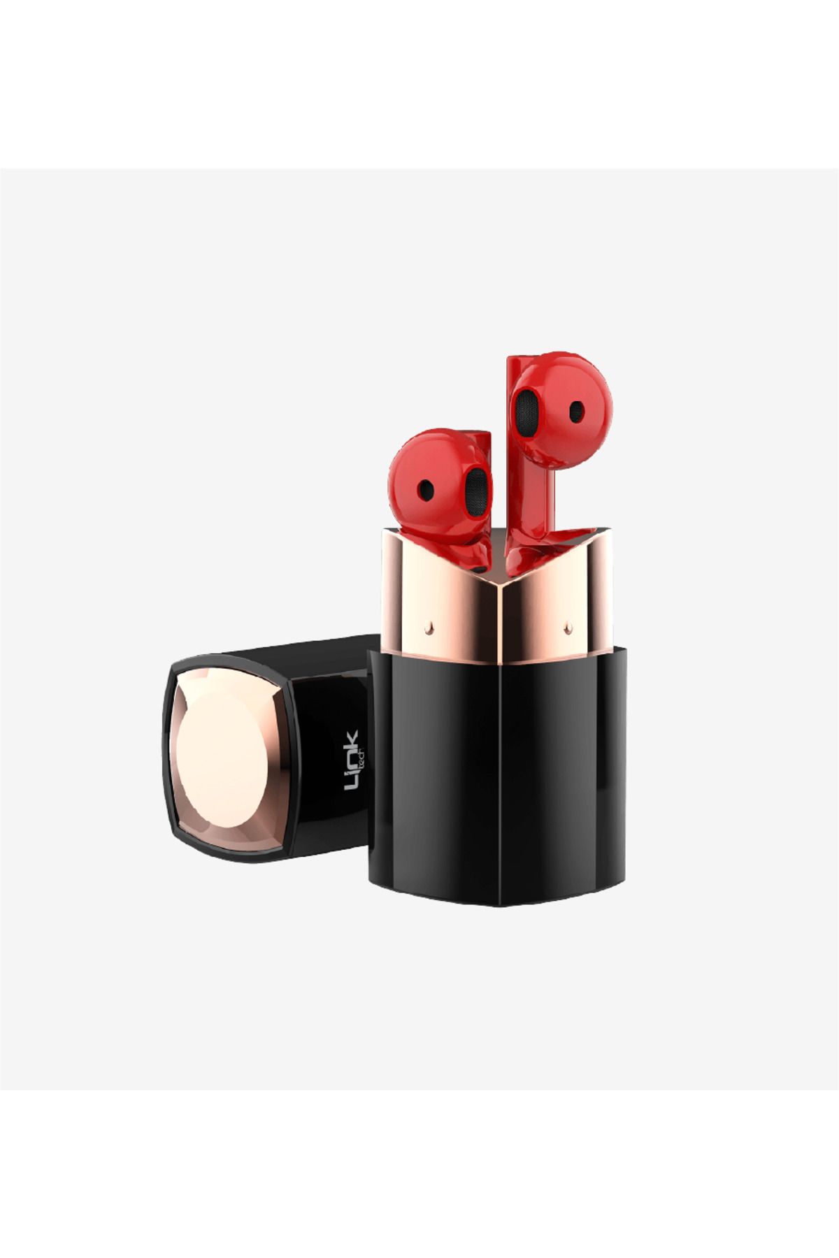 Link Tech AP10 Earbuds Rouge Bluetooth Kulaklık, Ruj Şeklinde Estetik Kutu.