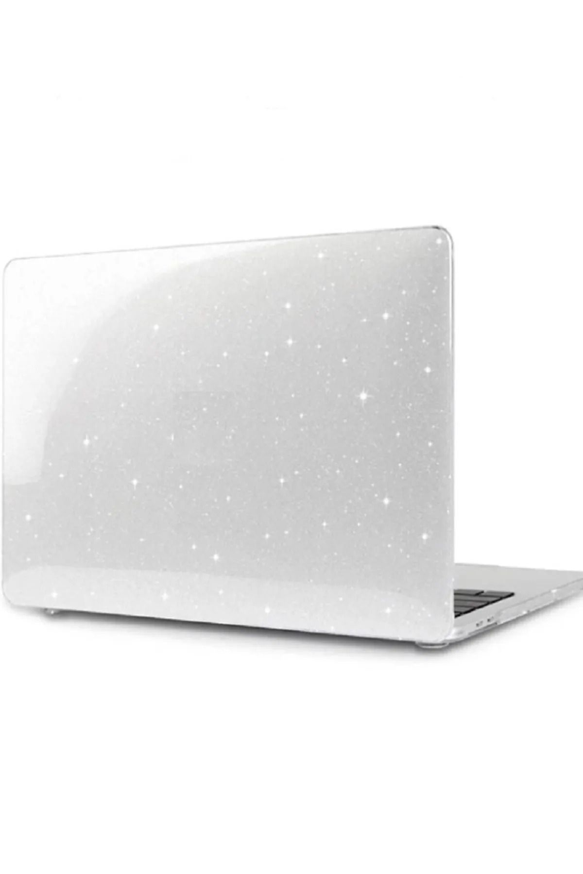 Fibaks Apple Macbook Air 13.3 Air M1 2020 Kılıf A1932 - A2174 - A2337 Simli Parlak Transparan Kapak