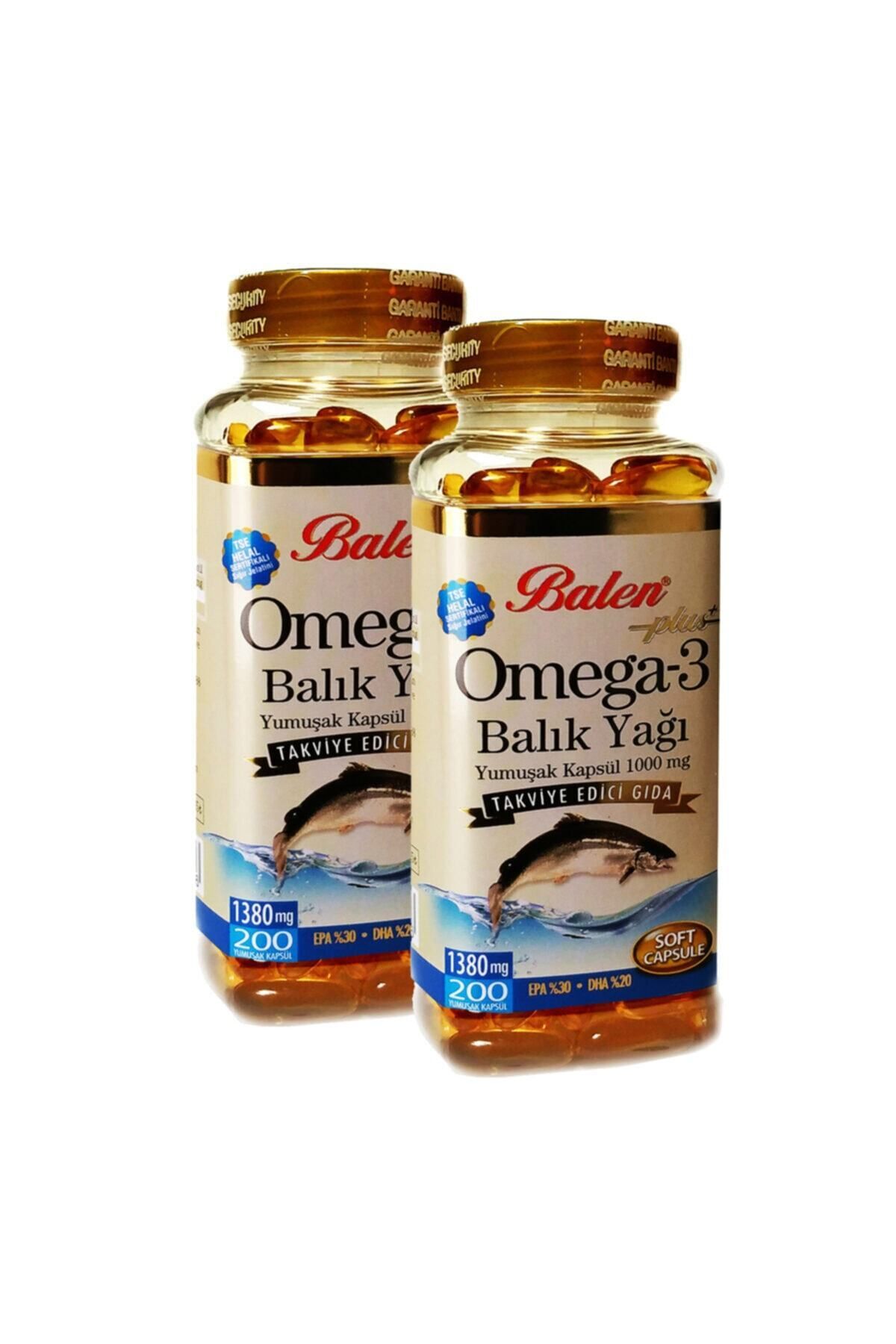 Balen 2 Kutu Plus Omega 3 Balık Yağı Omega3 Fish Oil Yumuşak Kapsül 1380 mg X 200 Kapsül X 2