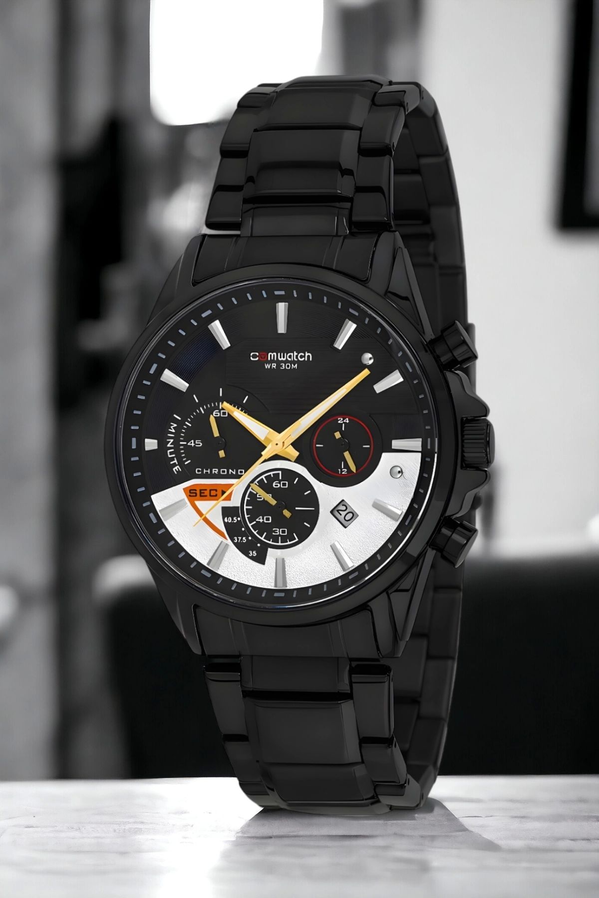 Comwatch Siyah Renk Çelik Kordon Erkek Saati Bileklik Hediyeli ZMCMW006