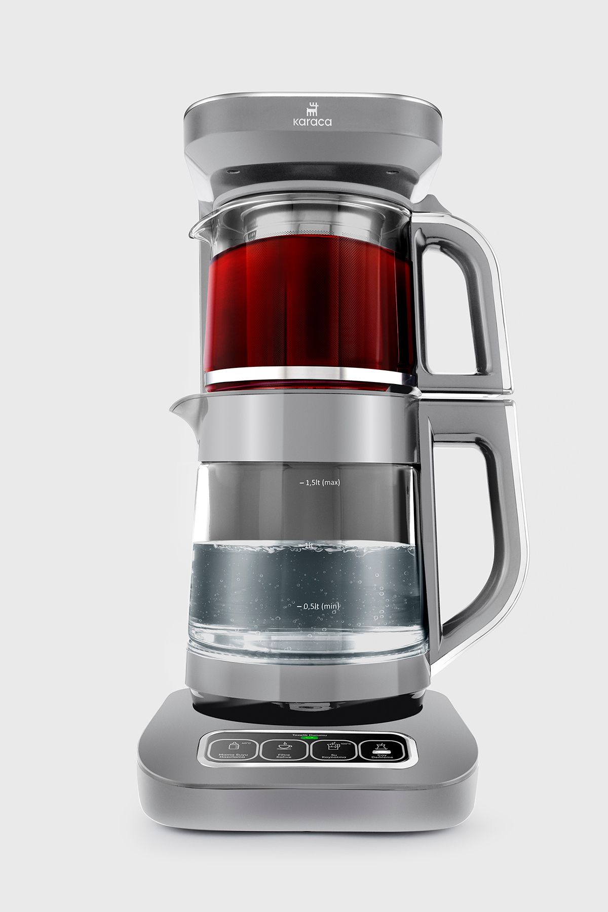 Karaca Robotea Pro 4 in 1 Konuşan Cam Çay Makinesi Cool Gray