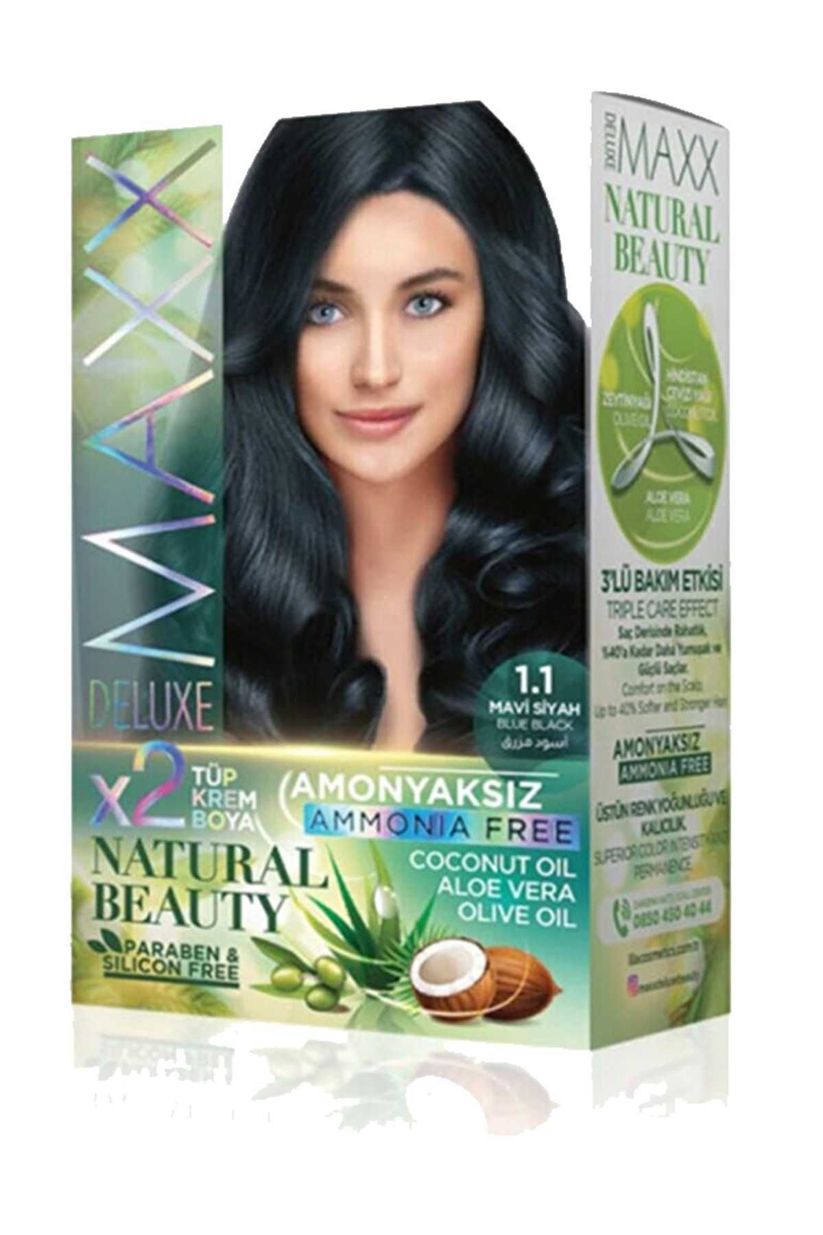 MAXX DELUXE Natural Beauty Amonyaksız Saç Boyası 1.1 Mavi Siyah