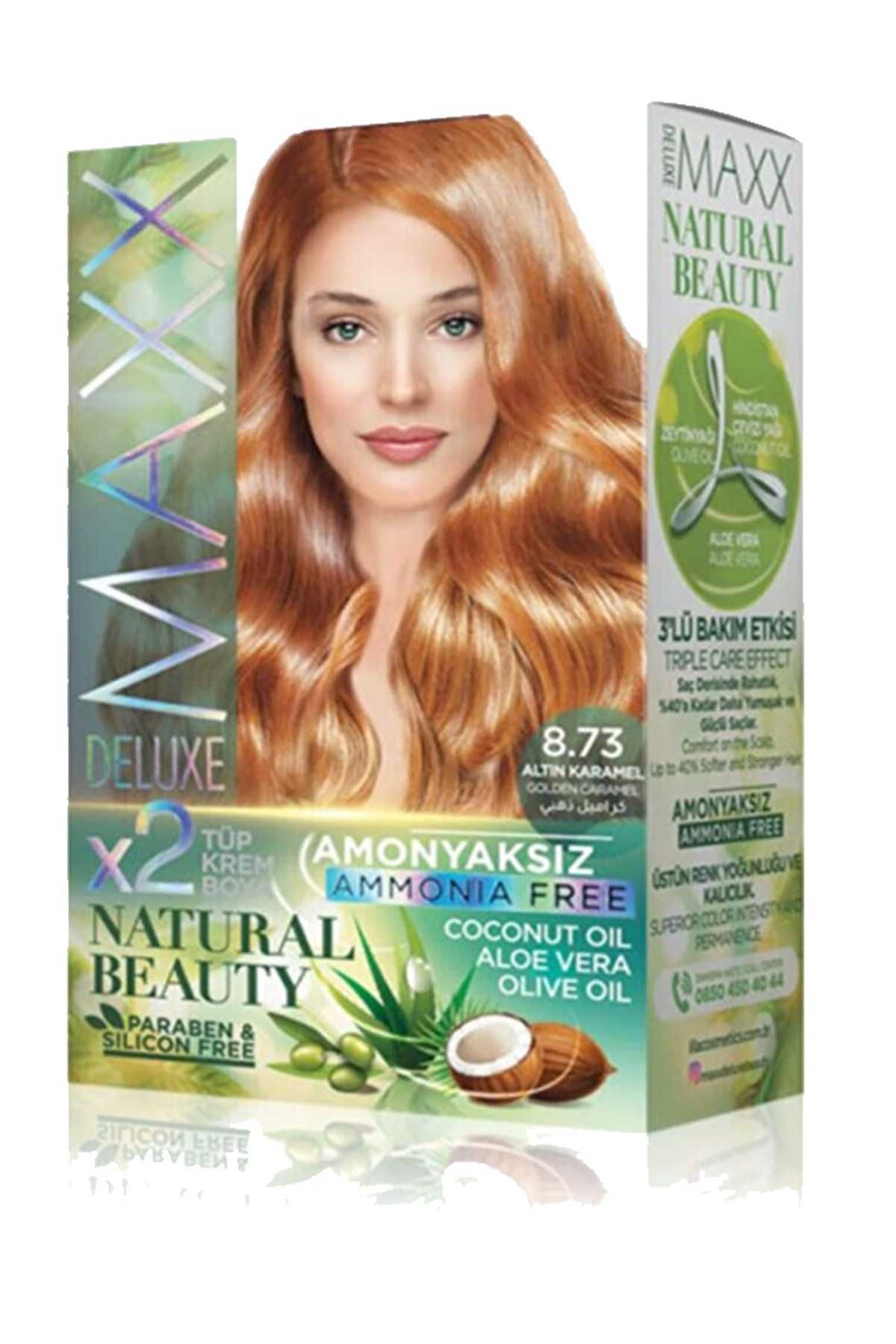MAXX DELUXE Natural Beauty Amonyaksız Saç Boyası 8.73 Altın Karamel