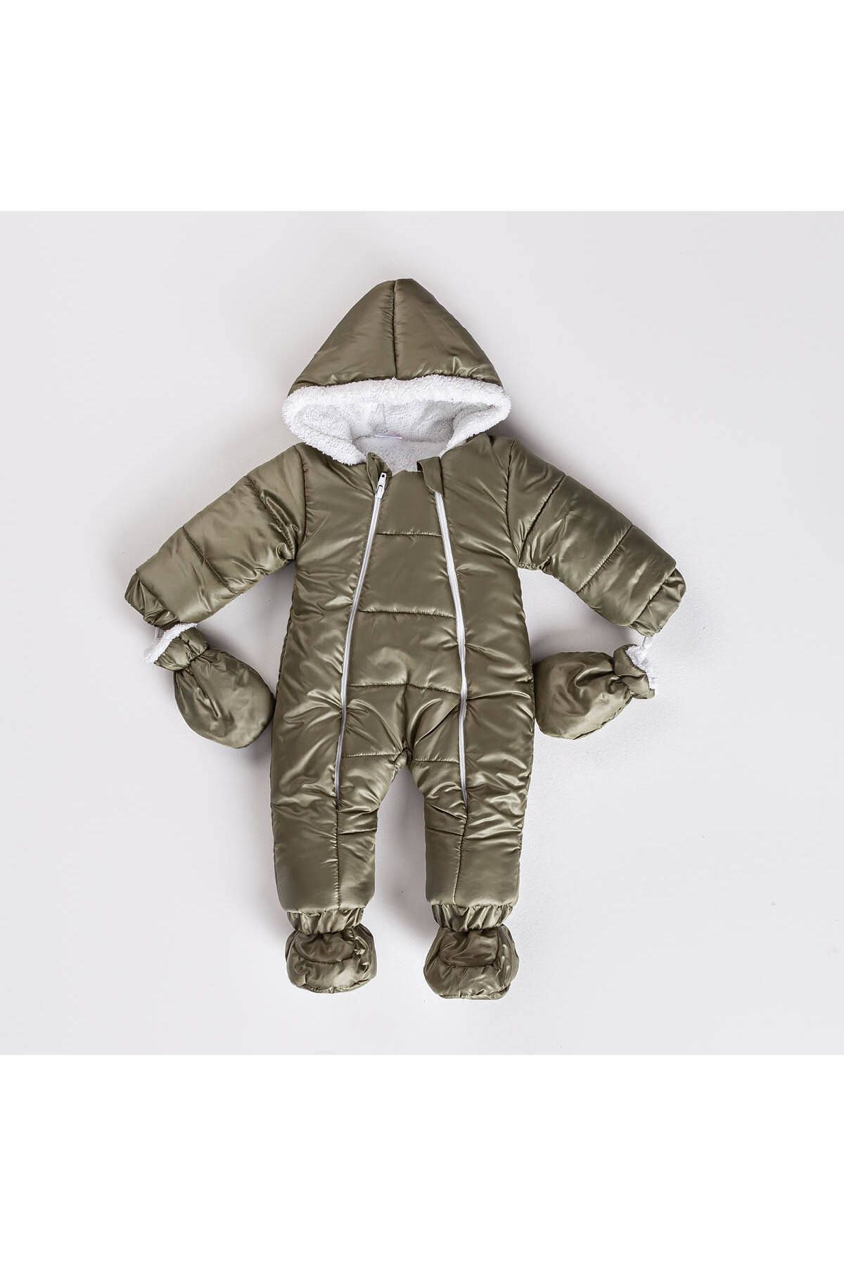 Puppis Baby Erkek Bebek Düz Kozmonot, Welsoft Astarlı Elyaf Dolgulu Eldivenli Ve Patikli