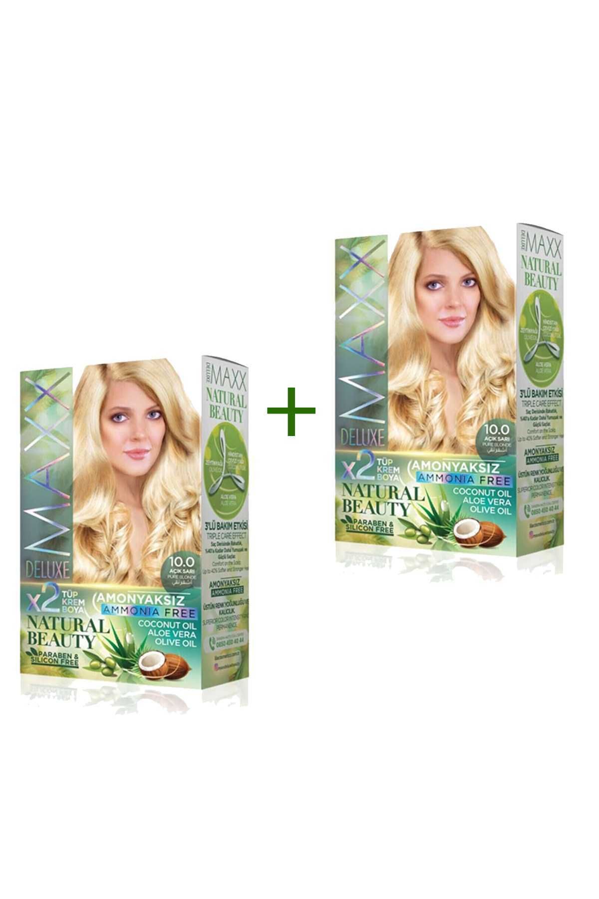 MAXX DELUXE 2 Paket Natural Beauty Amonyaksız Saç Boyası 10.0 Açık Sarı