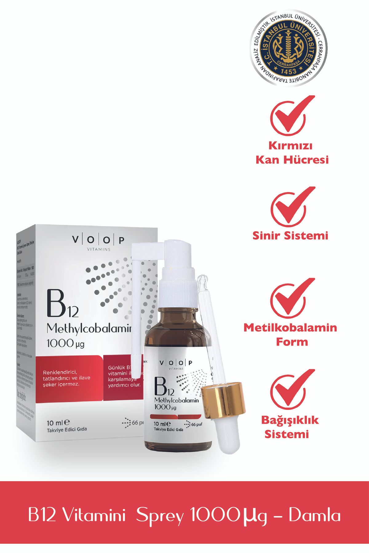 VOOP Vitamin B12 Methylcobalamin 1000 Mg Sprey-damla 10 ml