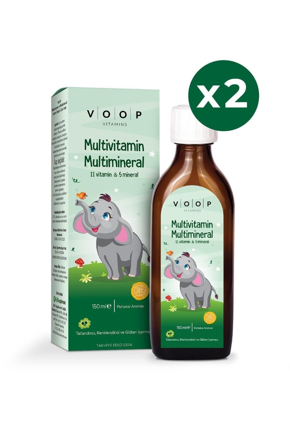 VOOP Multi Vitamin Multi Mineral Portakal Aromalı Şurup - 150 ml X2