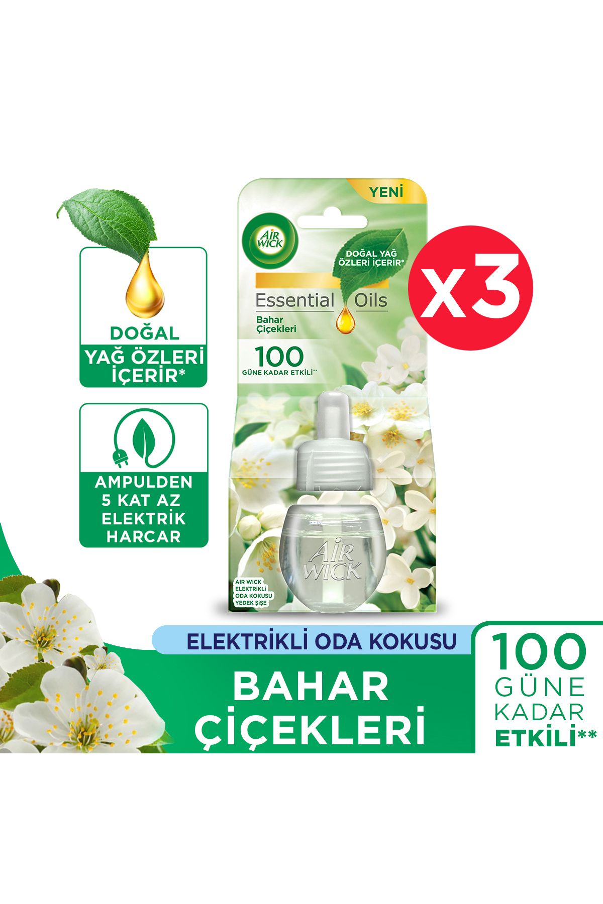 Air Wick Elektrikli Oda Kokusu Yedek Şişe Bahar Çiçekleri X 3 - Esansiyel Yağlar Içerir*