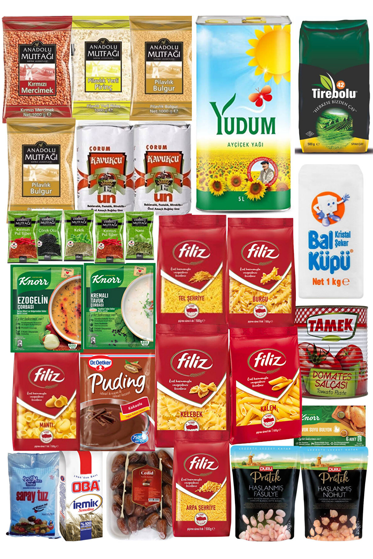 Yudum ayciçek yağı 5 lt Ramazan paketi kumanya yardım gıda erzak kolisi lüks paket 30 parça ürün