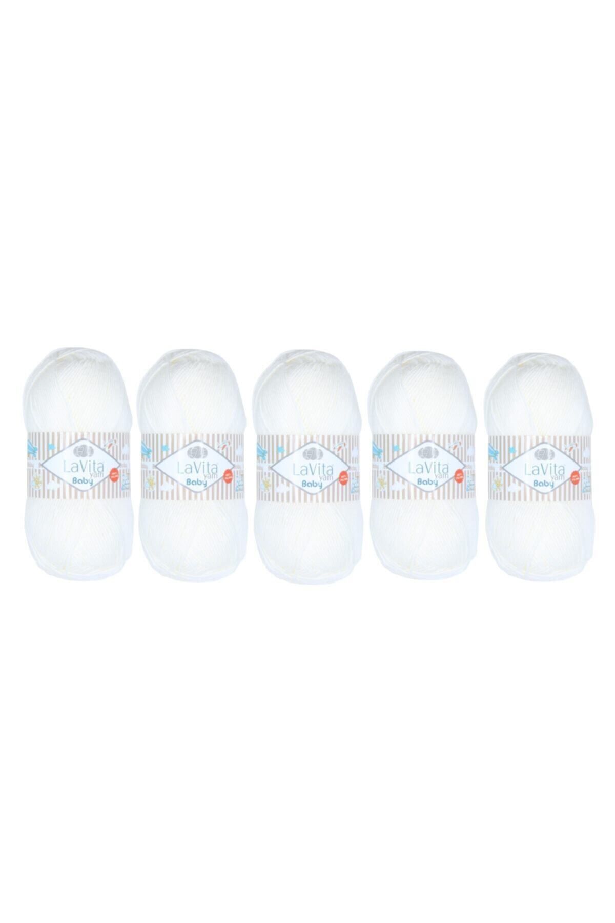 LaVita Yarn Baby - 1002 Beyaz 5'li Paket - Anti Pilling - Örgü Iplik