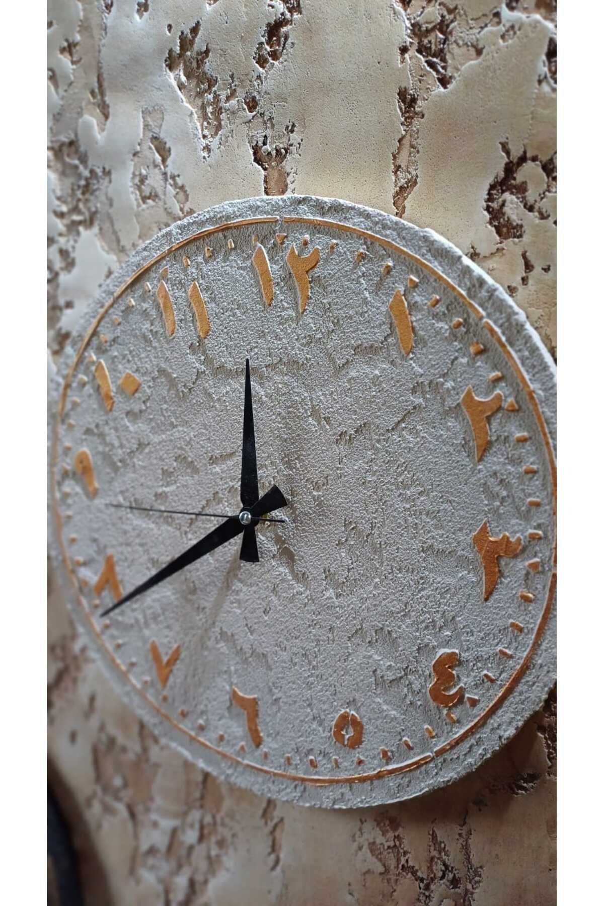 ARS CS İtalyan Tasarım Rustik Modern Dantel Krem Duvar Saati - El işi 40cm Ev Dekoru
