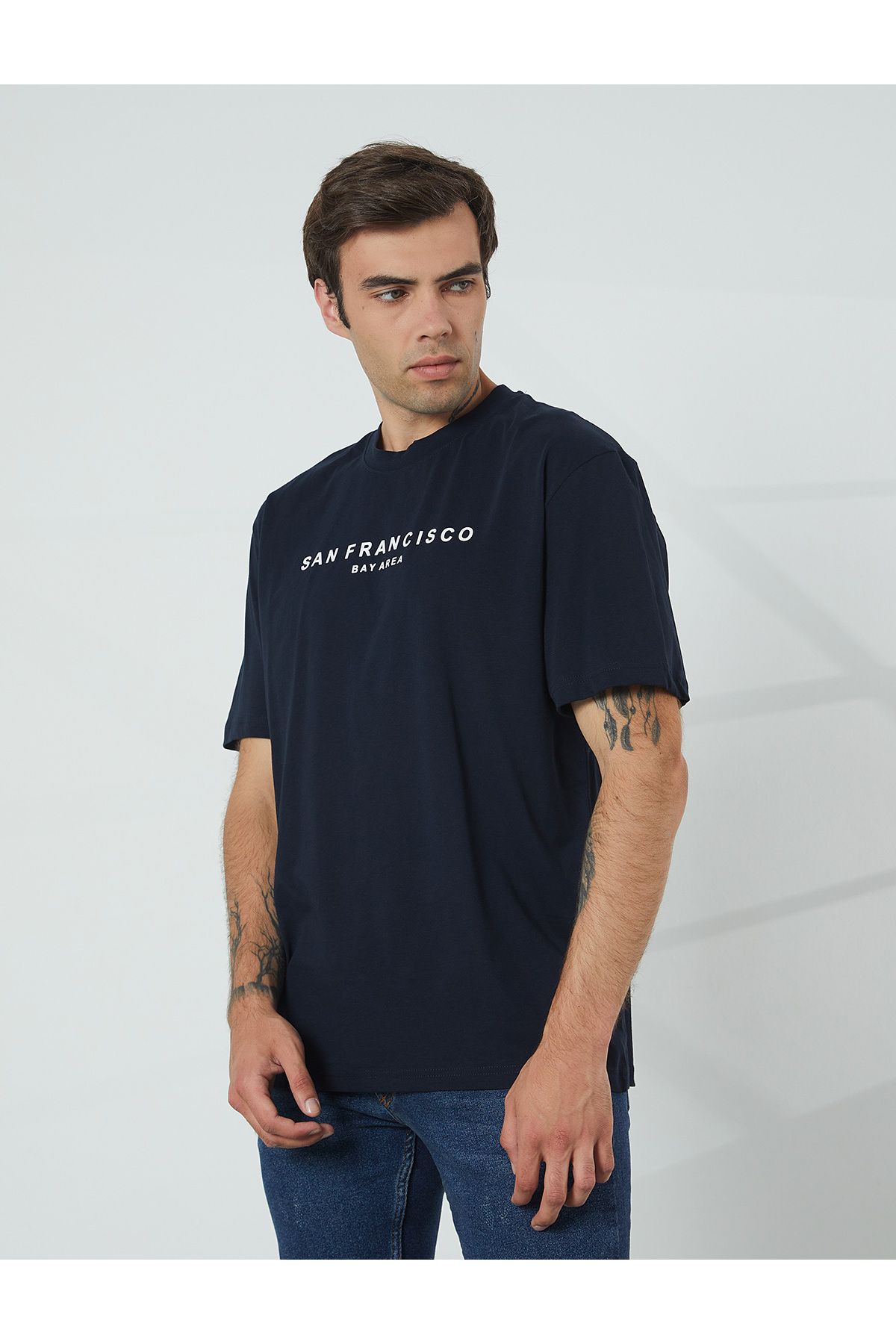 PAULMARK Yazı Detaylı Oversize T-shirt
