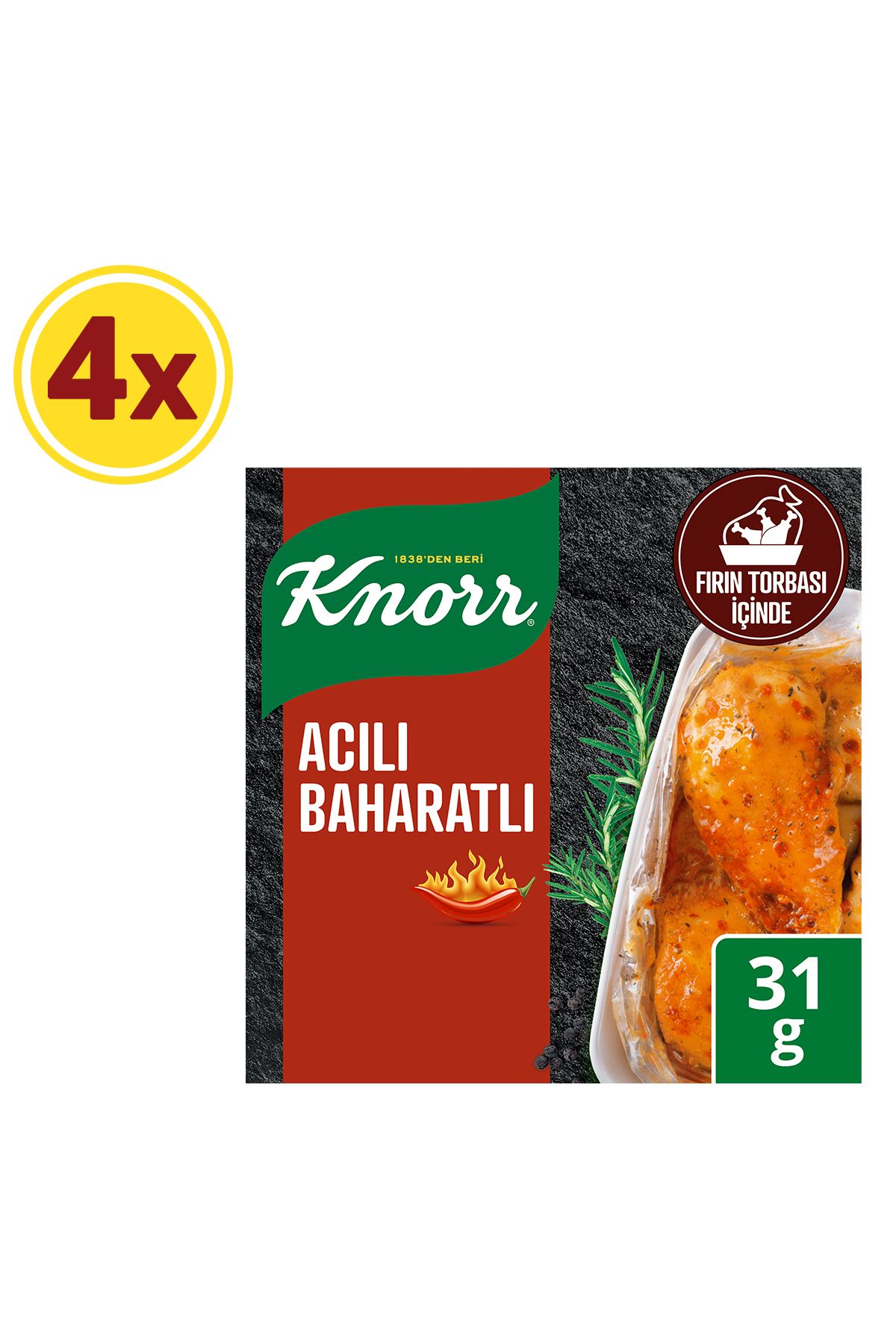 Knorr Acılı & Baharatlı Tavuk Çeşnisi 31 gr X 4 Adet