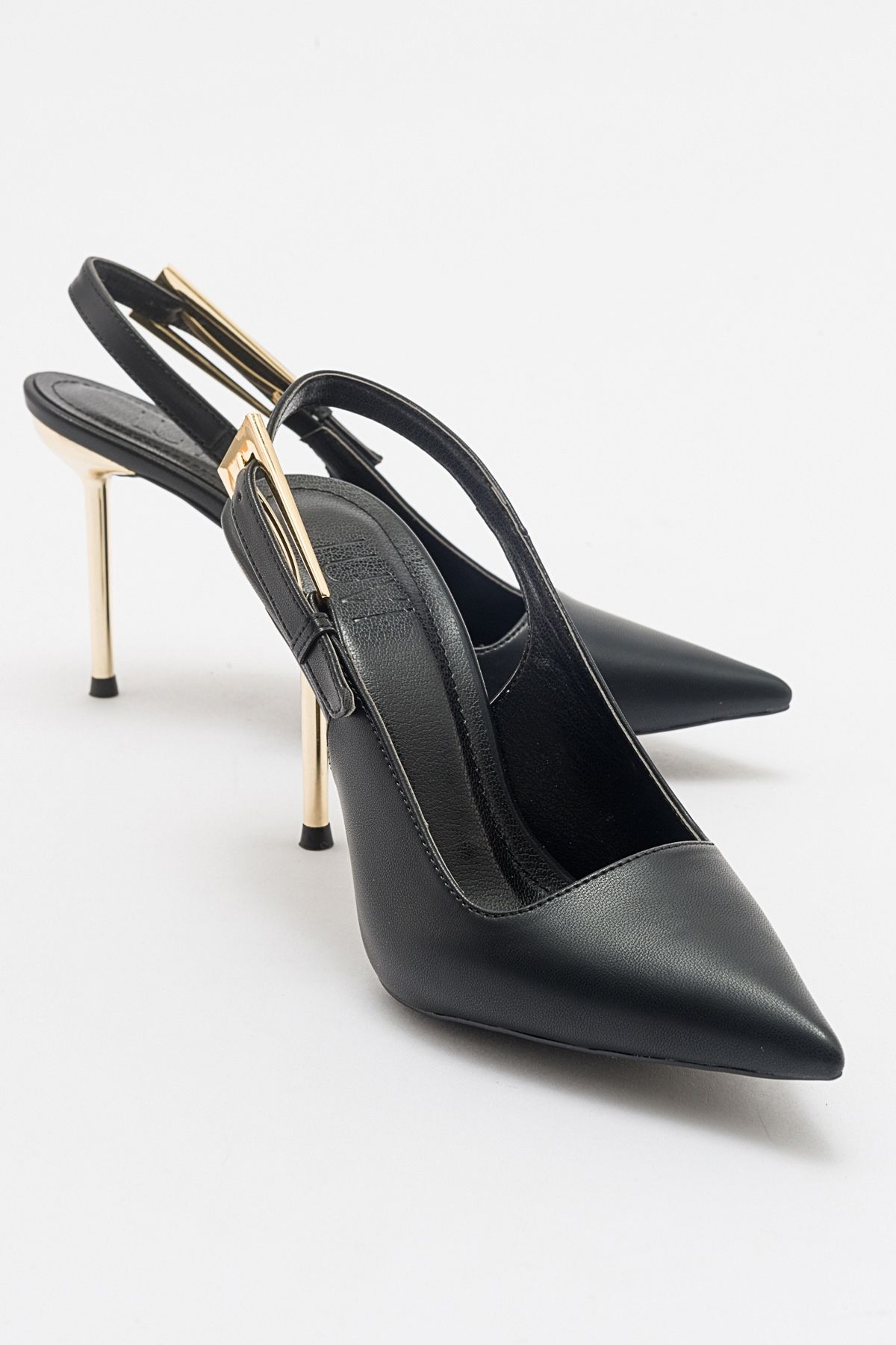luvishoes LABİN Siyah Cilt Tokalı Kadın Yüksek Topuklu Ayakkabı