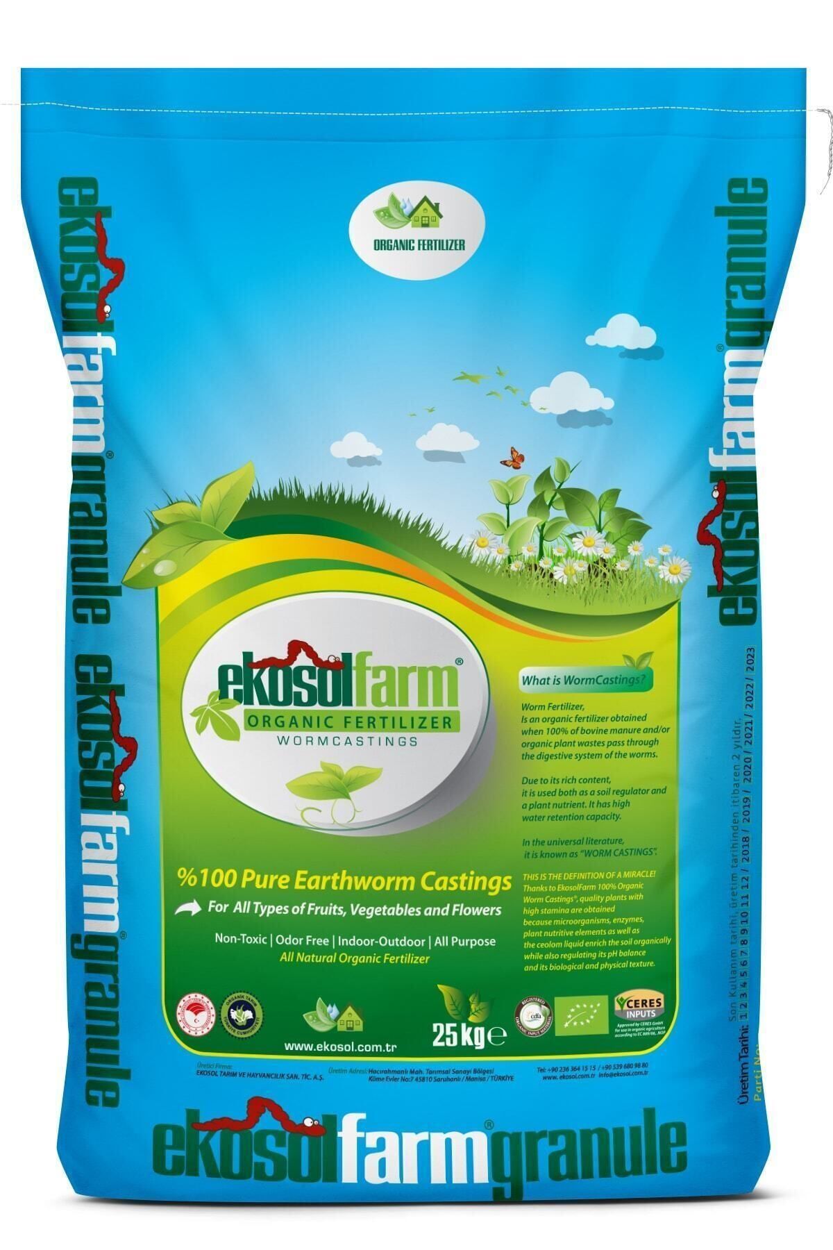 EkosolFarm Farm %100 Solucan Gübresi 25 Kg Organik Gübre