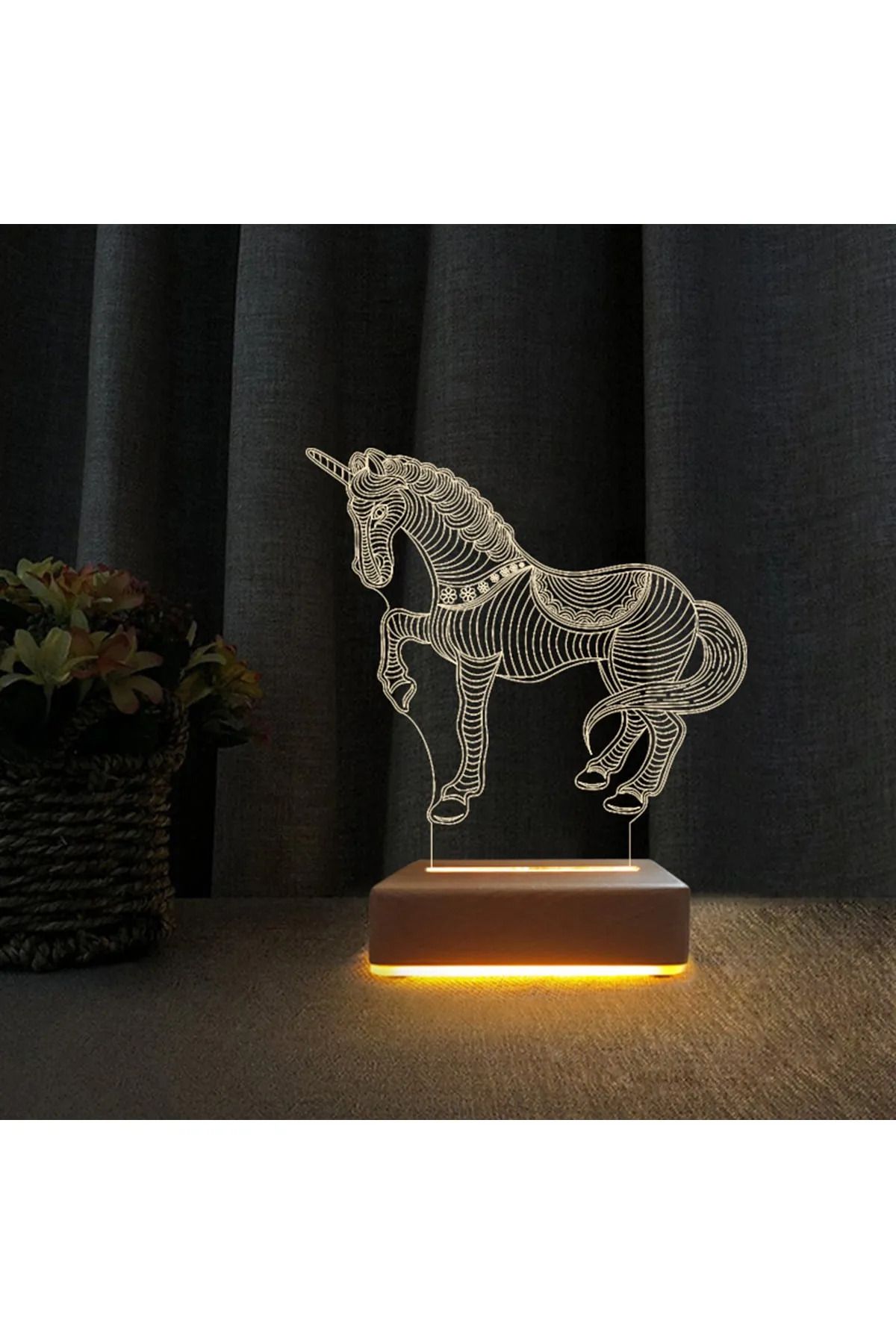 Vipyol 3d Led Gece Lambası Çocuk Odası Unicorn At Tasarım Gece Lambası Doğum Günü Hediyesi