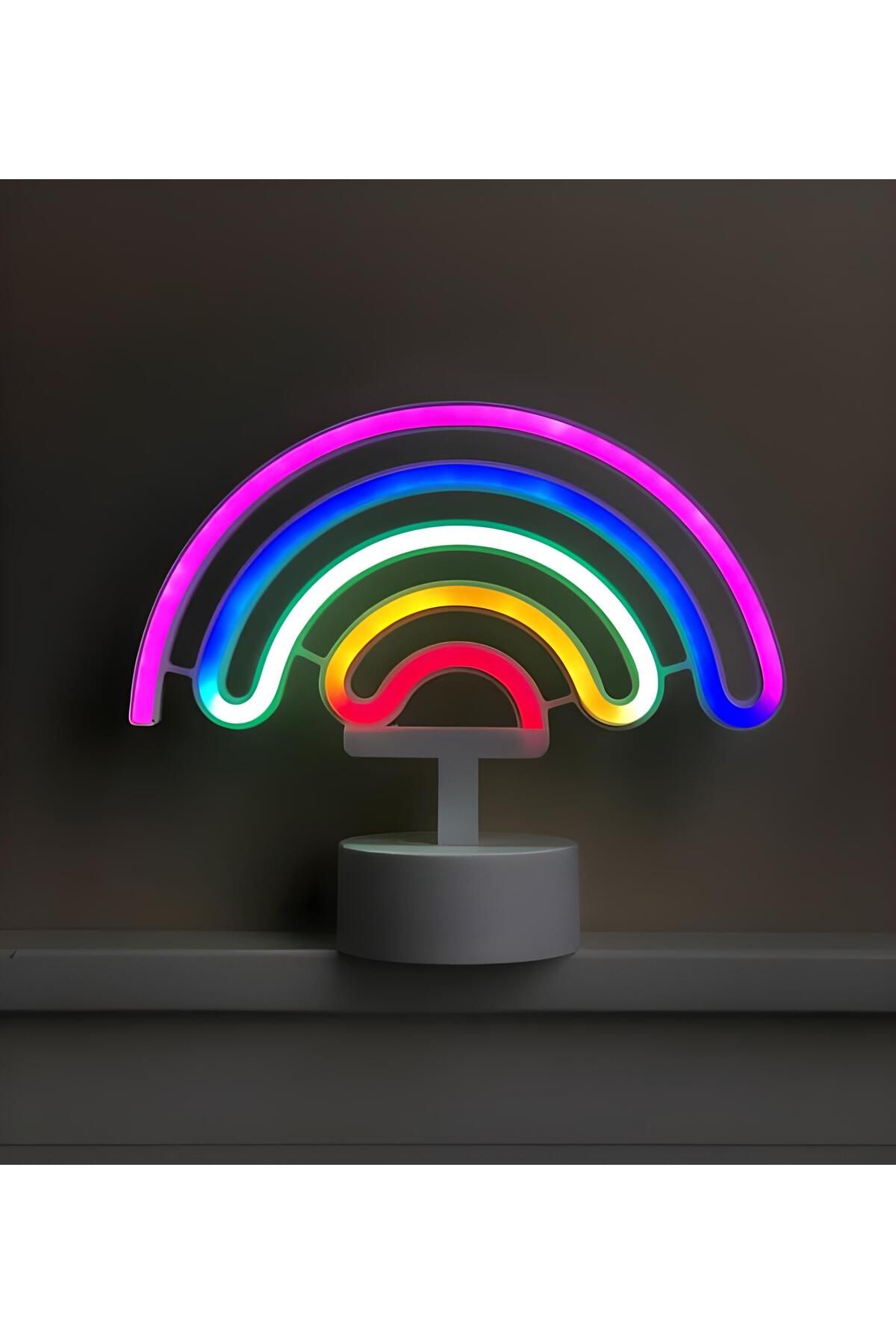 Jaju Baby Gökkuşağı Model Neon Led Işıklı Usb'li+Pilli Gece Lambası Dekoratif Aydınlatma
