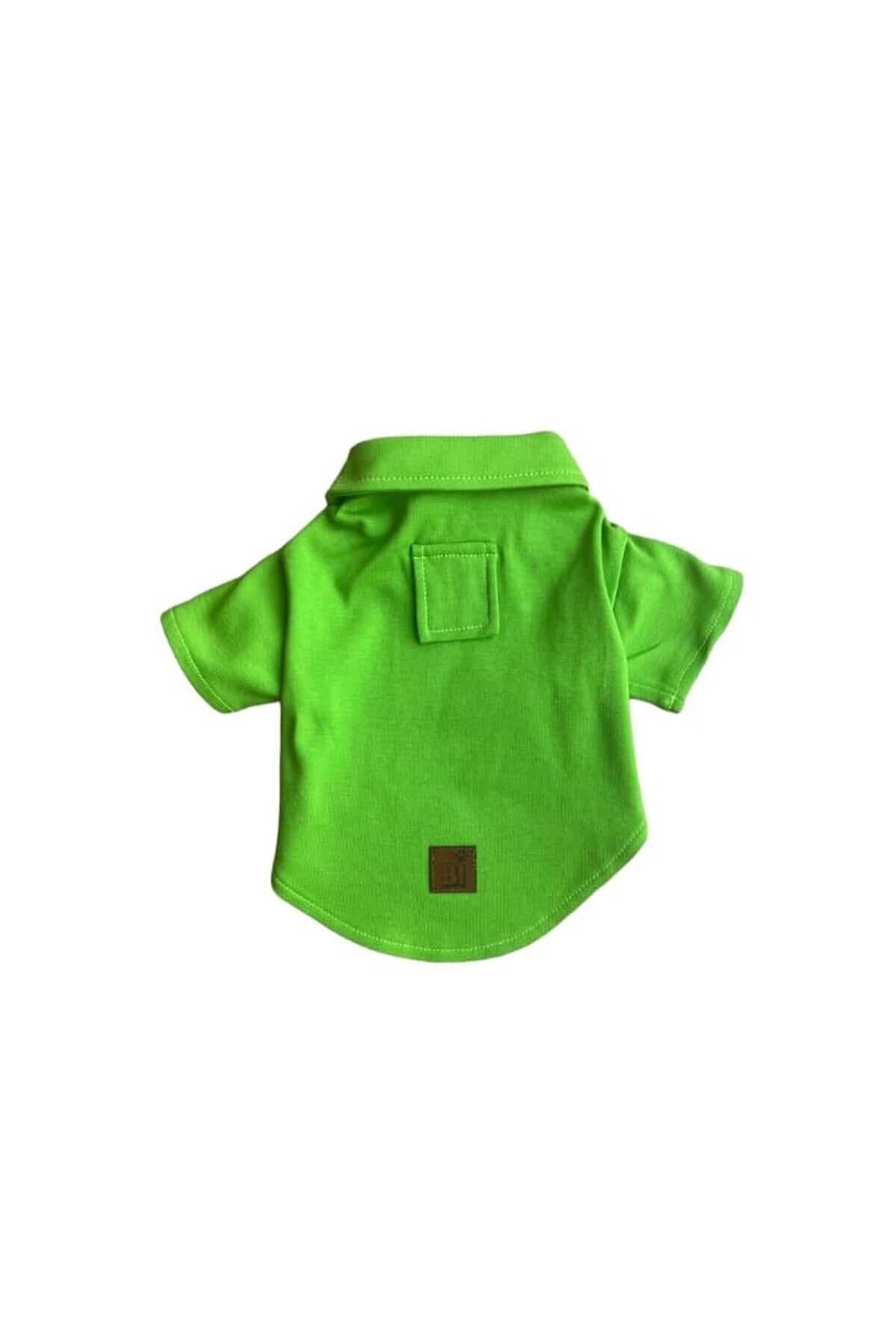 Bi Dolap Ponçik Fıstık Yeşil Rengi Yumuşak Dokulu Lacoste Kumaş Kedi Köpek Kıyafeti & Tişörtü