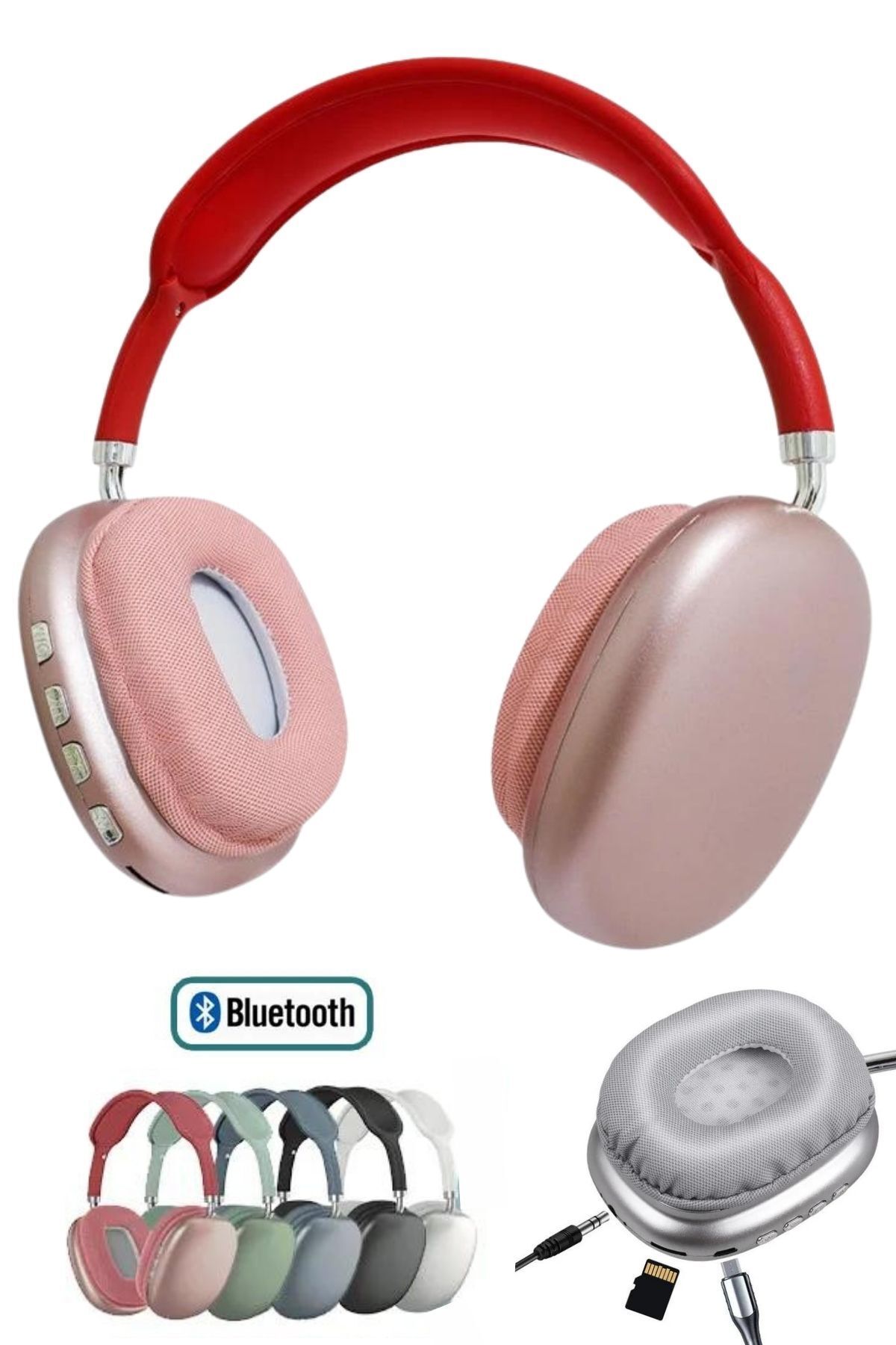Favors Katlanabilir Kulaküstü Kablosuz Bluetooth Kulaklık BT5.0 Sd Kart / Aux Girişi Özellikli P9