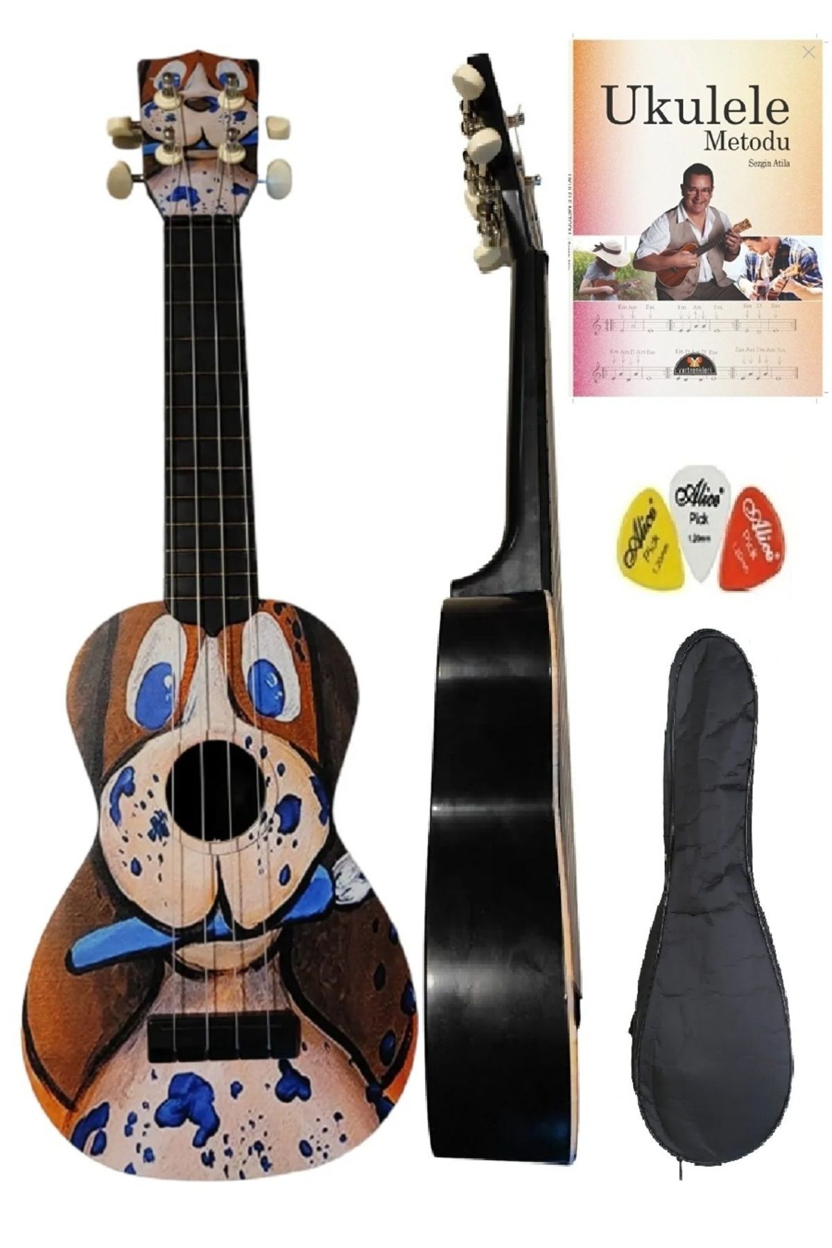 DOGY Desenli Ukulele Metot Kılıf Pena