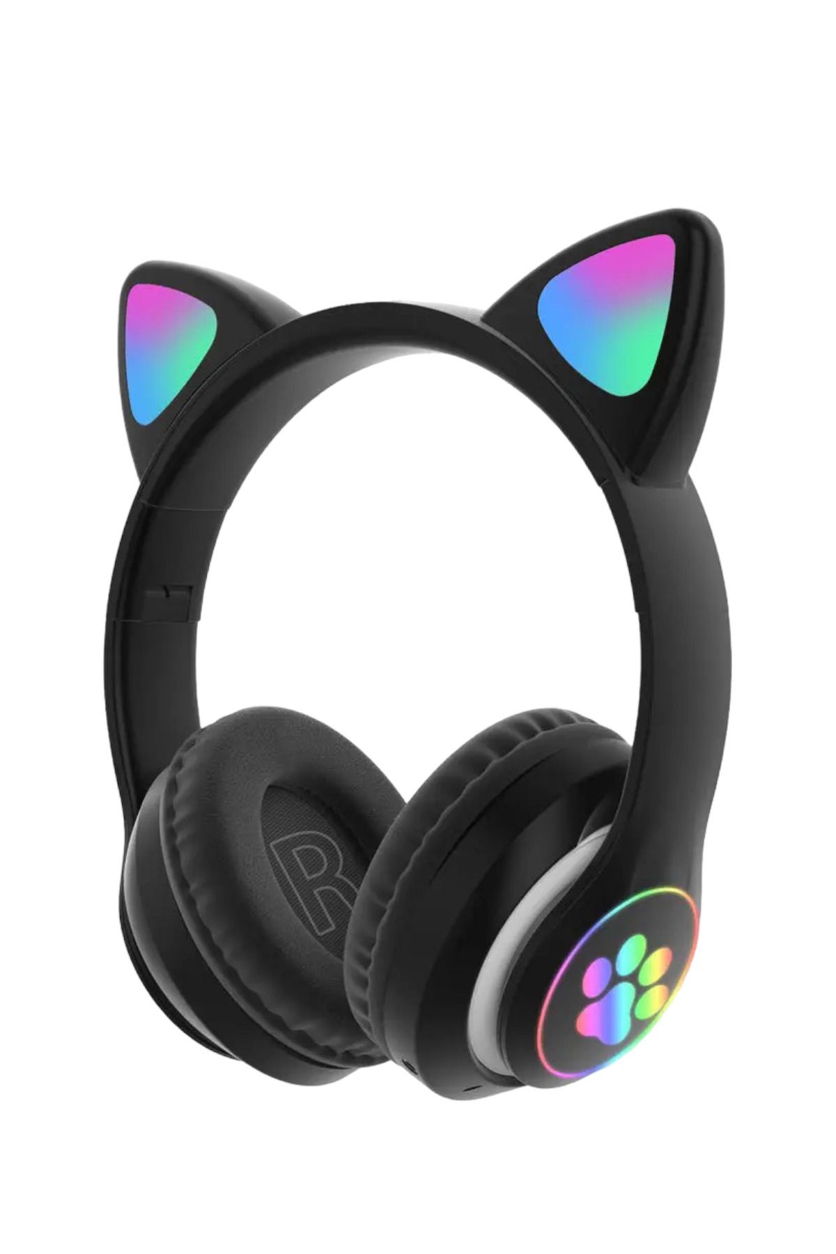 CARLOTA Kablosuz Bluetooth 5.0 Led Işıklı Kedili Kulaklık Hediye ios Android Uyumlu 8d Stereo Hd Ses