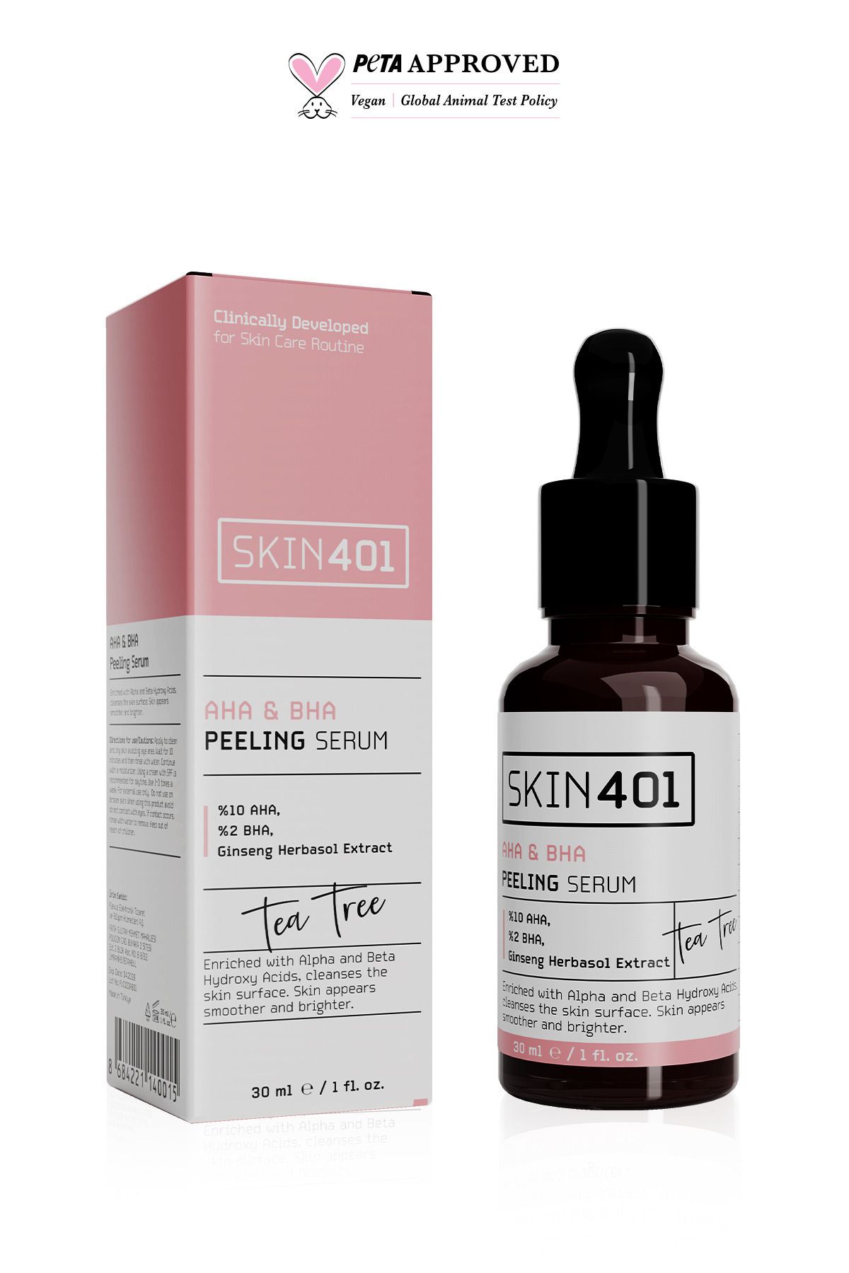 Skin401 Aha %10 Bha %2 Canlandırıcı Cilt Tonu Eşitleyici Yüz Peeling Serum 30ml