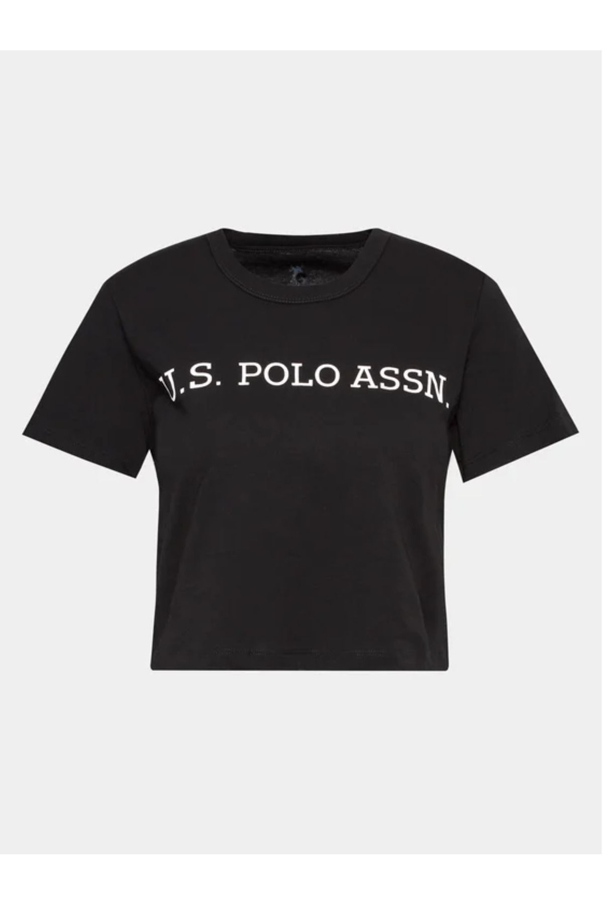 U.S. Polo Assn. Kadın Siyah %100 Pamuklu Crop Kısa T-shirt