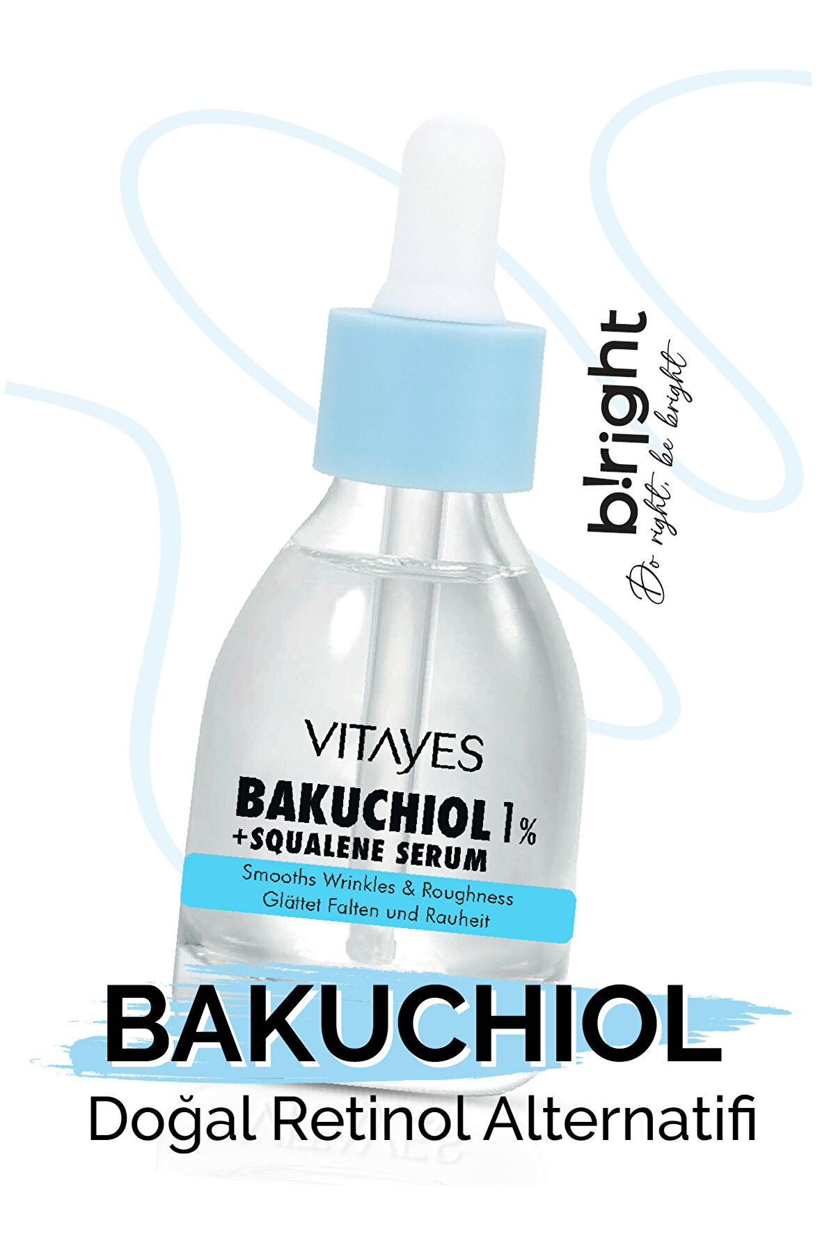 VITAYES Retinol Alternatifi Bakuchiol %1 Squalene Yapıcı Onarıcı Hücre Yenileyici Bio Retinol Cilt Serumu