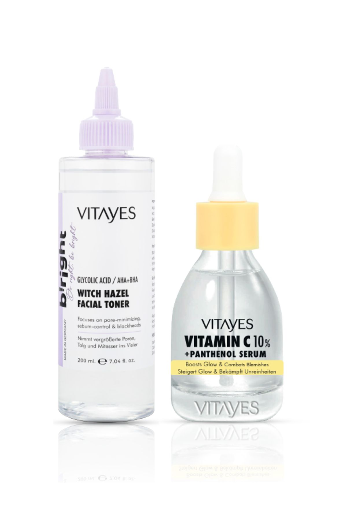 VITAYES C Vitamini/panthenol Cilt Tonu Eşitleyici Leke Karşıtı Serum Ve Akne Karşıtı Cadı Fındığı Yüz Toniği
