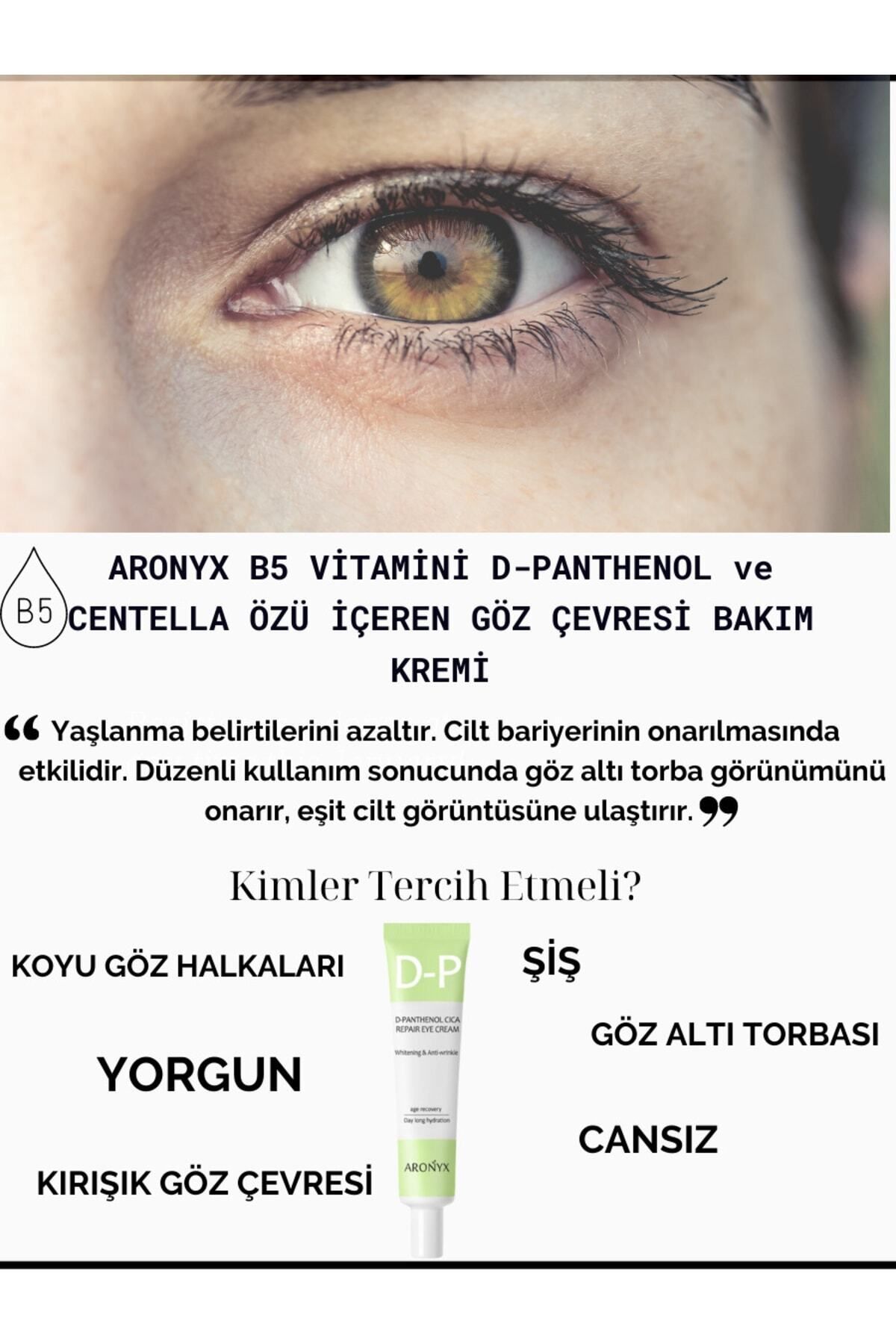 Aronyx D-panthenol ve Cicalı Aydınlatıcı,koyu Leke Şişlik ve Kırışıklık Karşıtı Beyazlatıcı Göz Kremi 40 ml