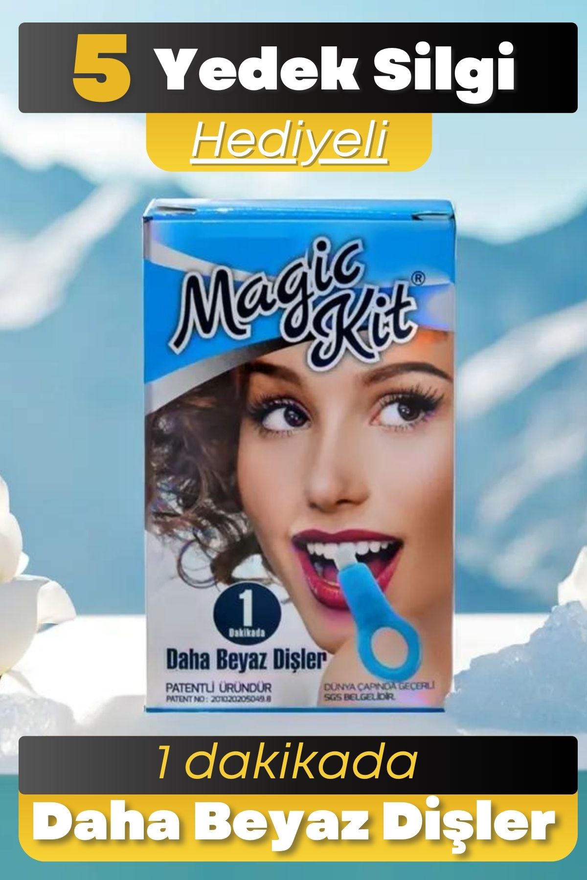Magic Kit Diş Leke Silgisi 1 Aparat 5yedek Süngerli Set 1 Paket