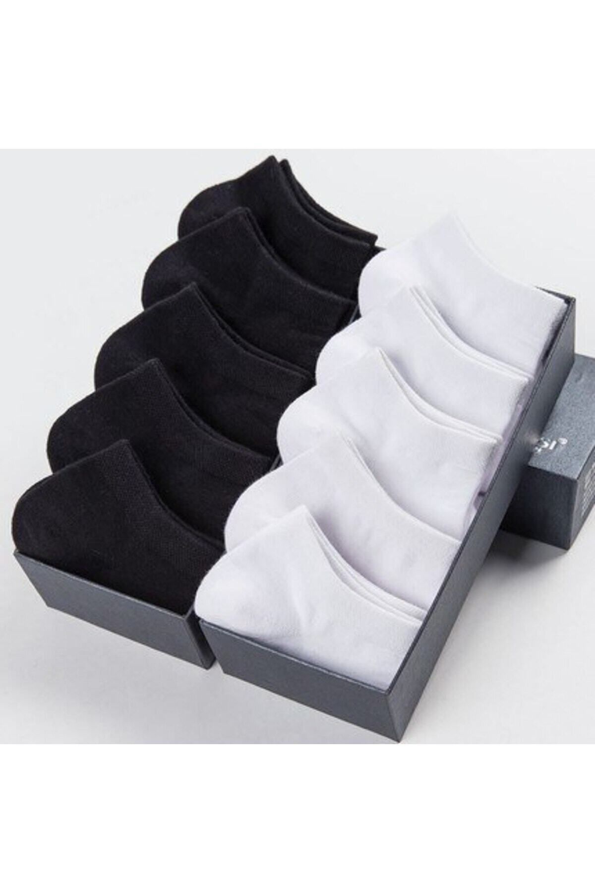 çorapmanya 10 Çift Modal Siyah-beyaz Erkek Patik Çorap Bilek Boy