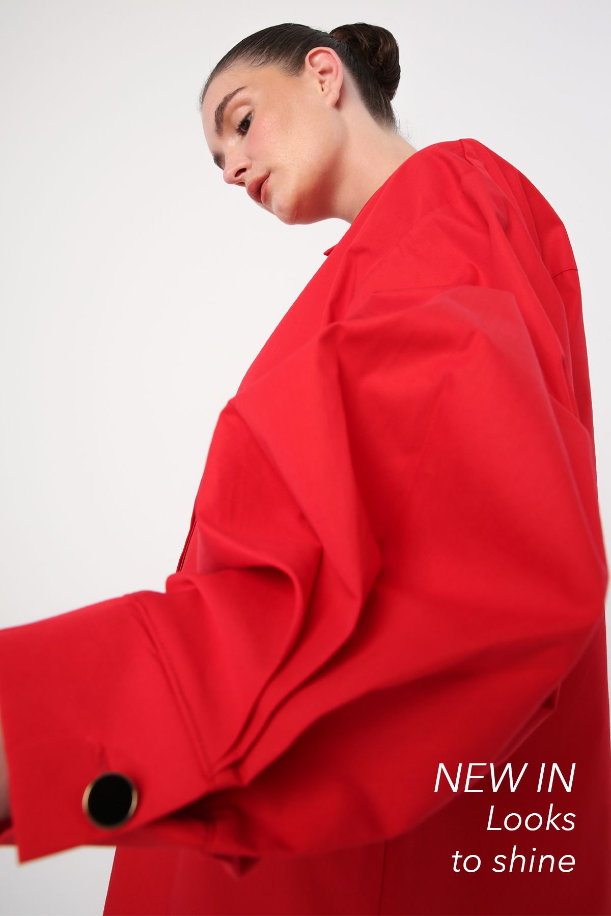 ALLDAY Kırmızı Oversize Kol Pile Detaylı Gömlek Tunik