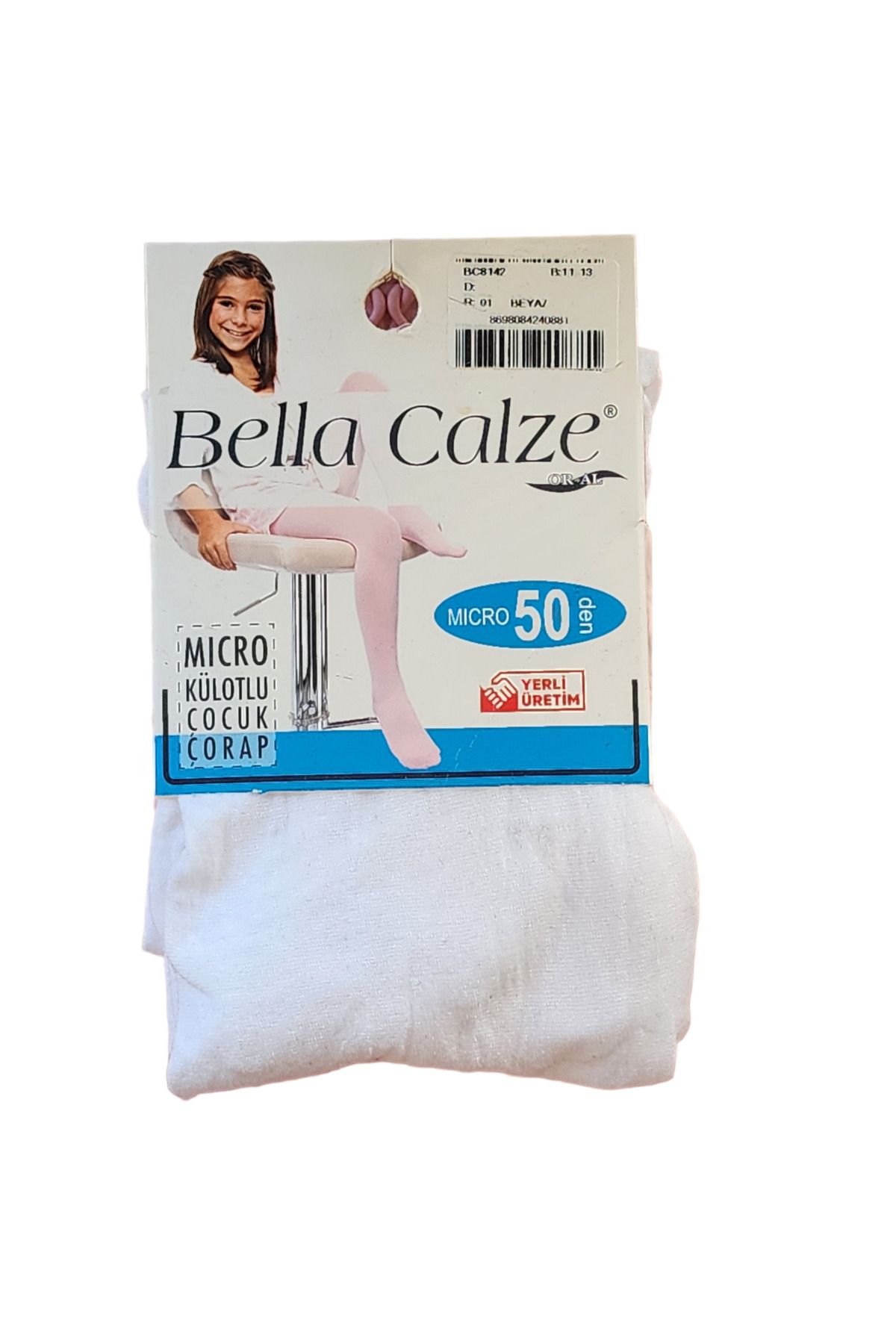 Bella Calze Kız Çocuk Muz Külotlu Çorap Beyaz 11 - 13 Yaş