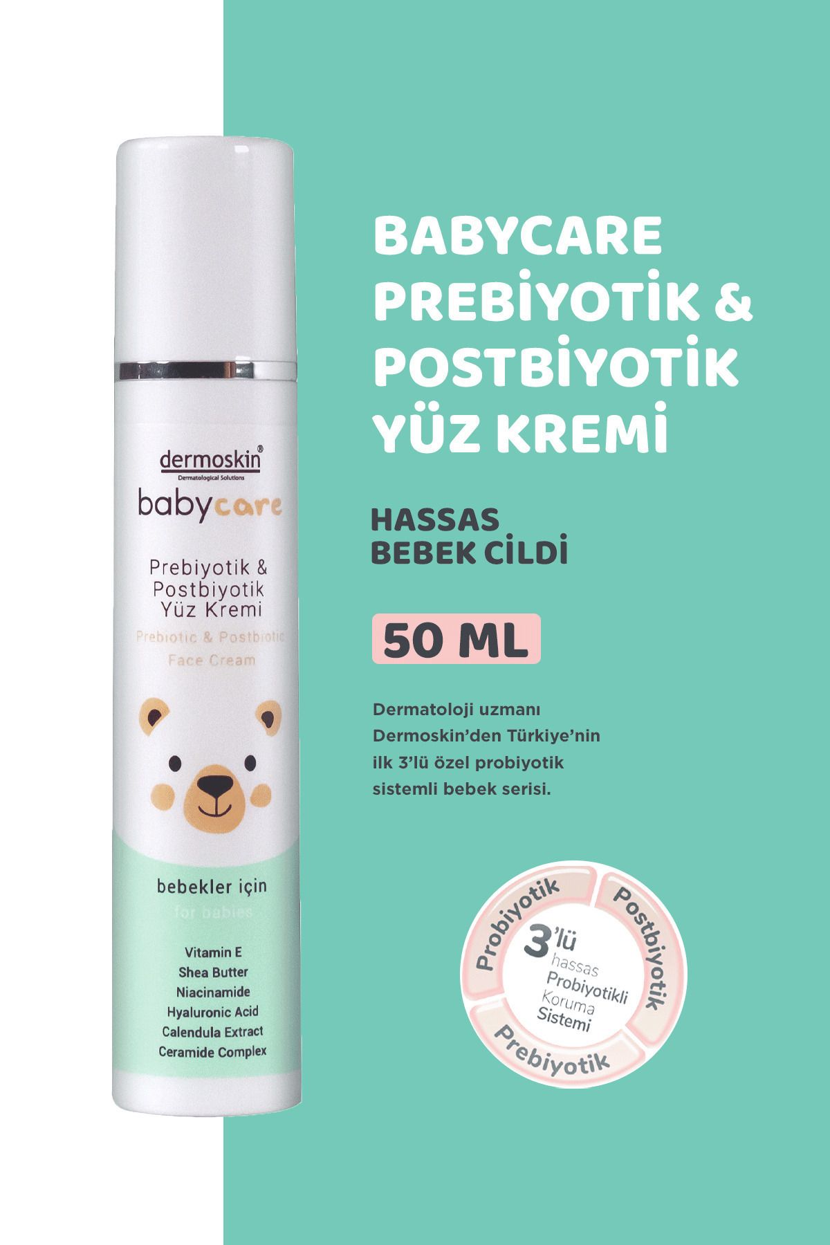 Dermoskin Bebek Bakım Prebiyotik ve Postbiyotik Yüz Kremi 50 ml