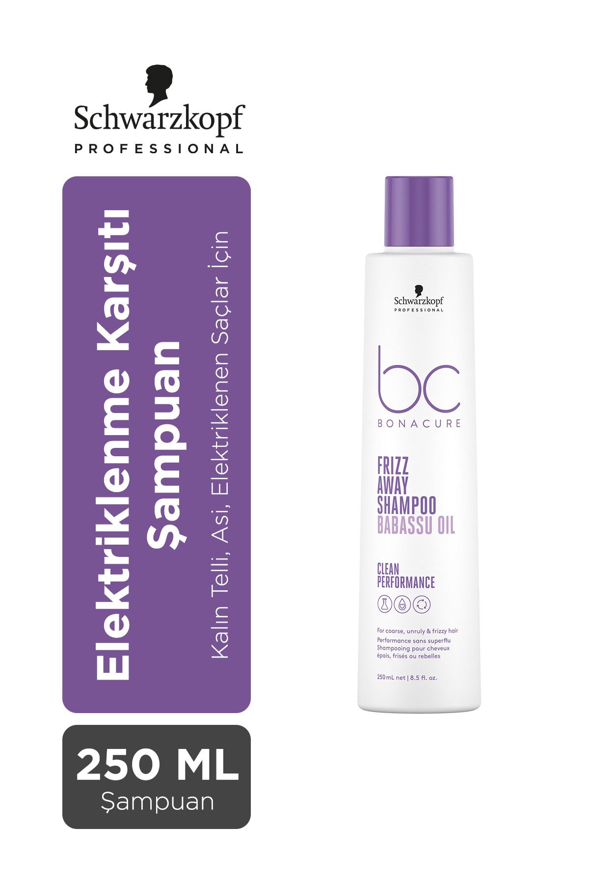 Bonacure BC Clean Frizz Away Elektriklenme Karşıtı Şampuan 250ml | Elektriklenen Tüm Saçlar & Kıvırcık Saçlar