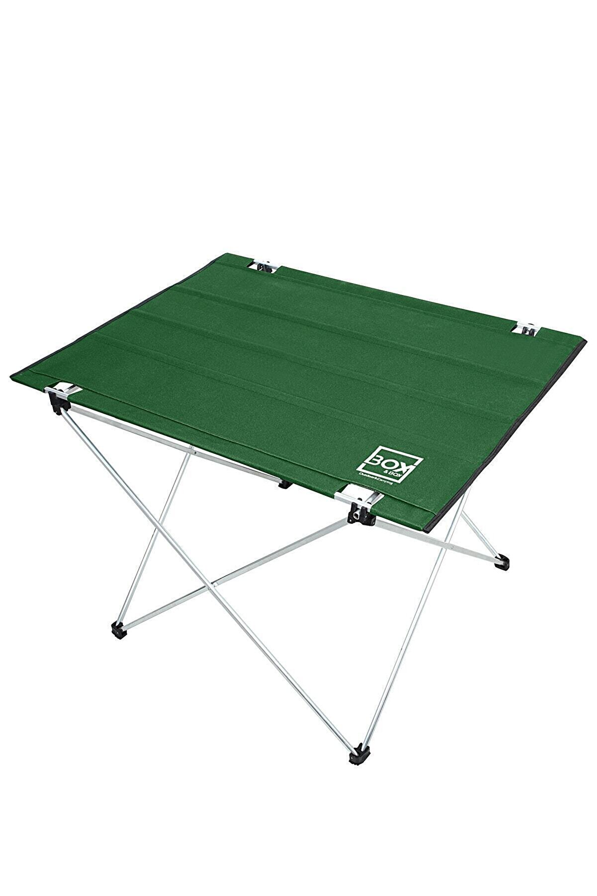 Box&Box Katlanabilir Kumaş Kamp Ve Piknik Masası, Yeşil, Geniş Model, 73 X 55 X 48 Cm