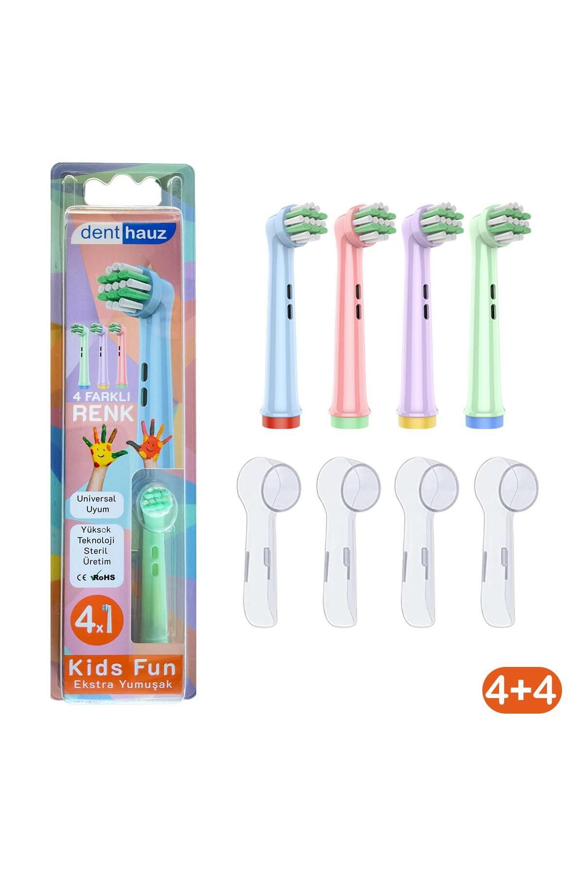 Denthauz Kids Fun - Narin yumuşak Oral-B Uyumlu Diş Fırçası Başlığı + Fırça Koruma Kapağı