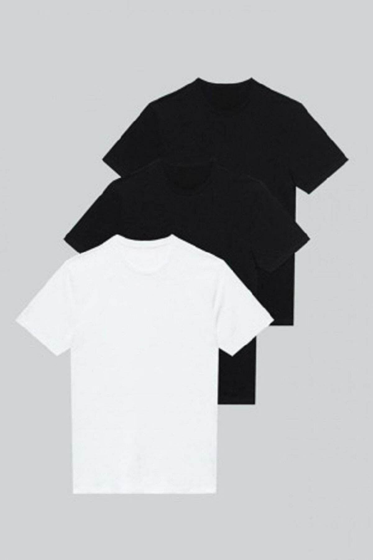 CLIPMAN Erkek Slim Fit Basic T-shirt 3'li