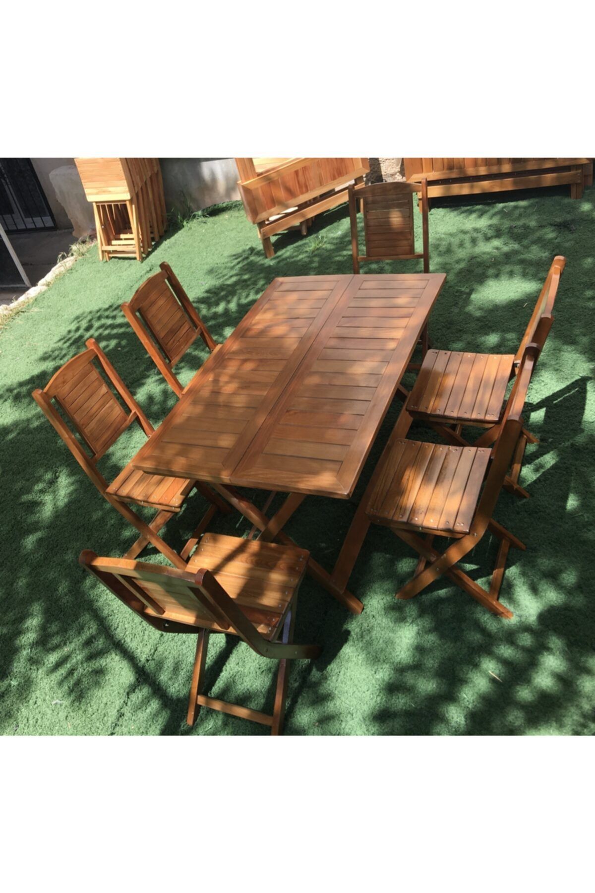 DMR Masa Takımı Bahçe Balkon Mutfak Masa Sandalye Seti Katlanabilir Ahşap