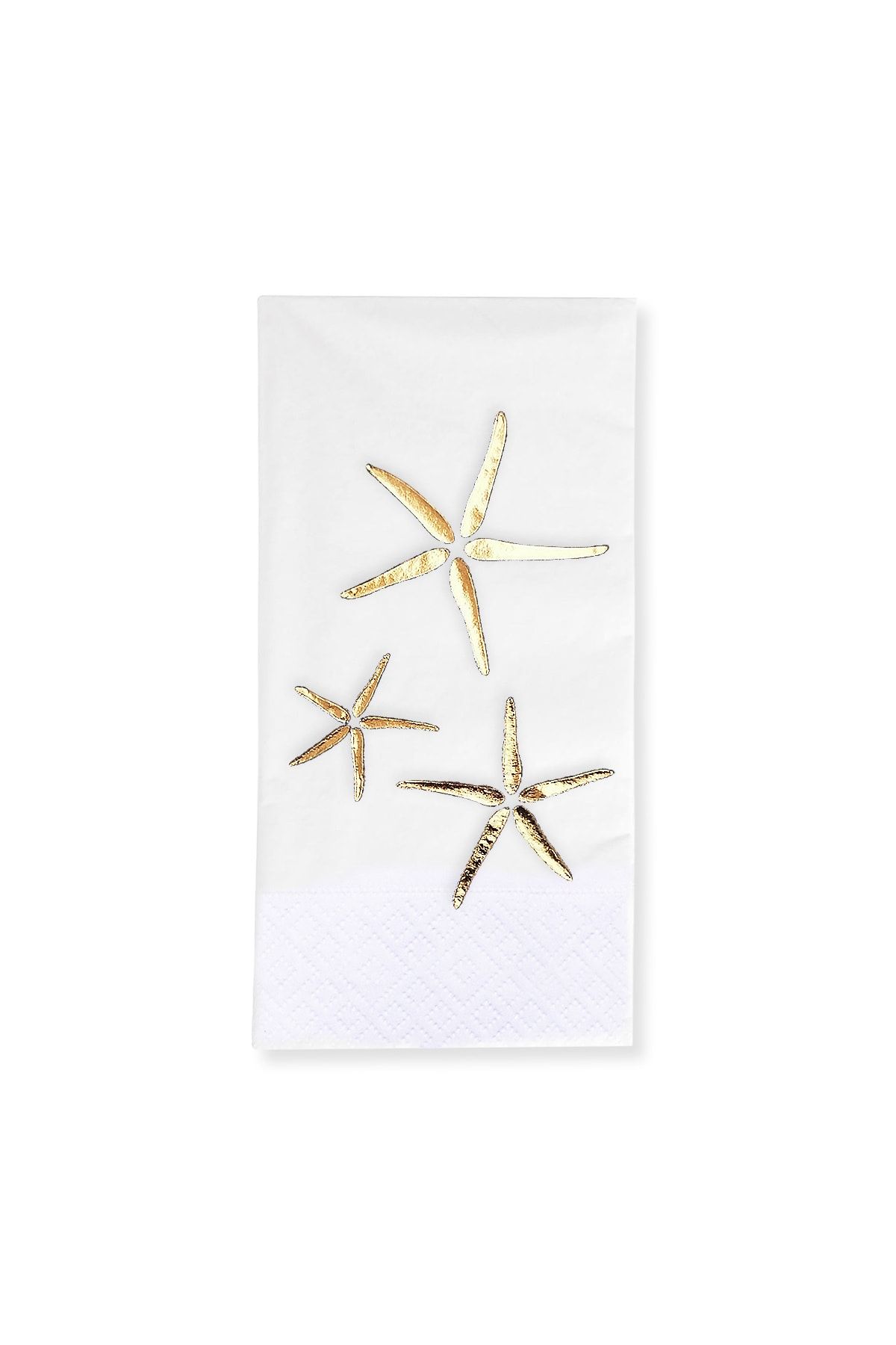 Story 33x33 Cm Altın Varak Deniz Yıldızları Marin Desenli 16'lı Beyaz Renkli Kağıt Peçete