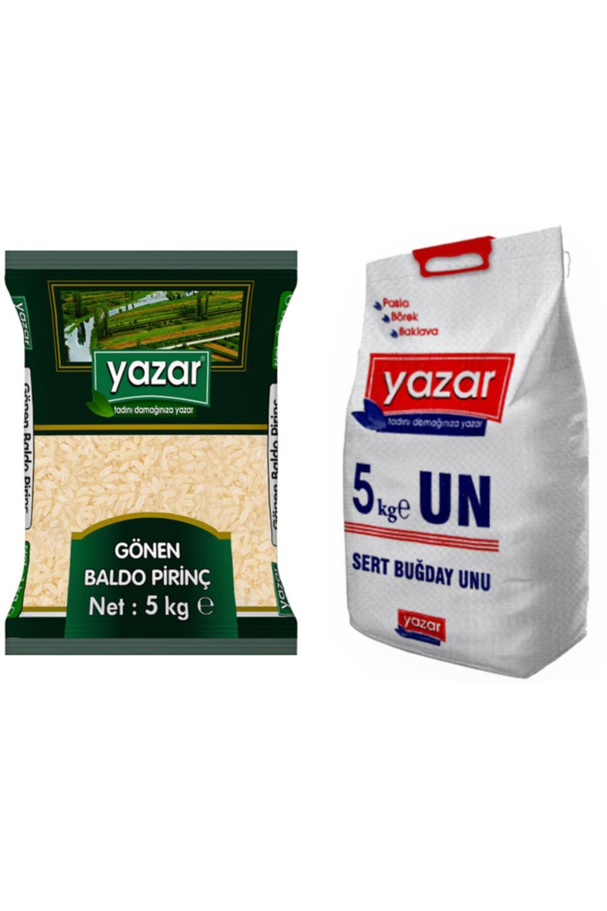 YAZAR 2'li Kumanya Gıda Ziyafet Paketi 5 Kg Gönen Baldo Pirinç + 5 Kg Un