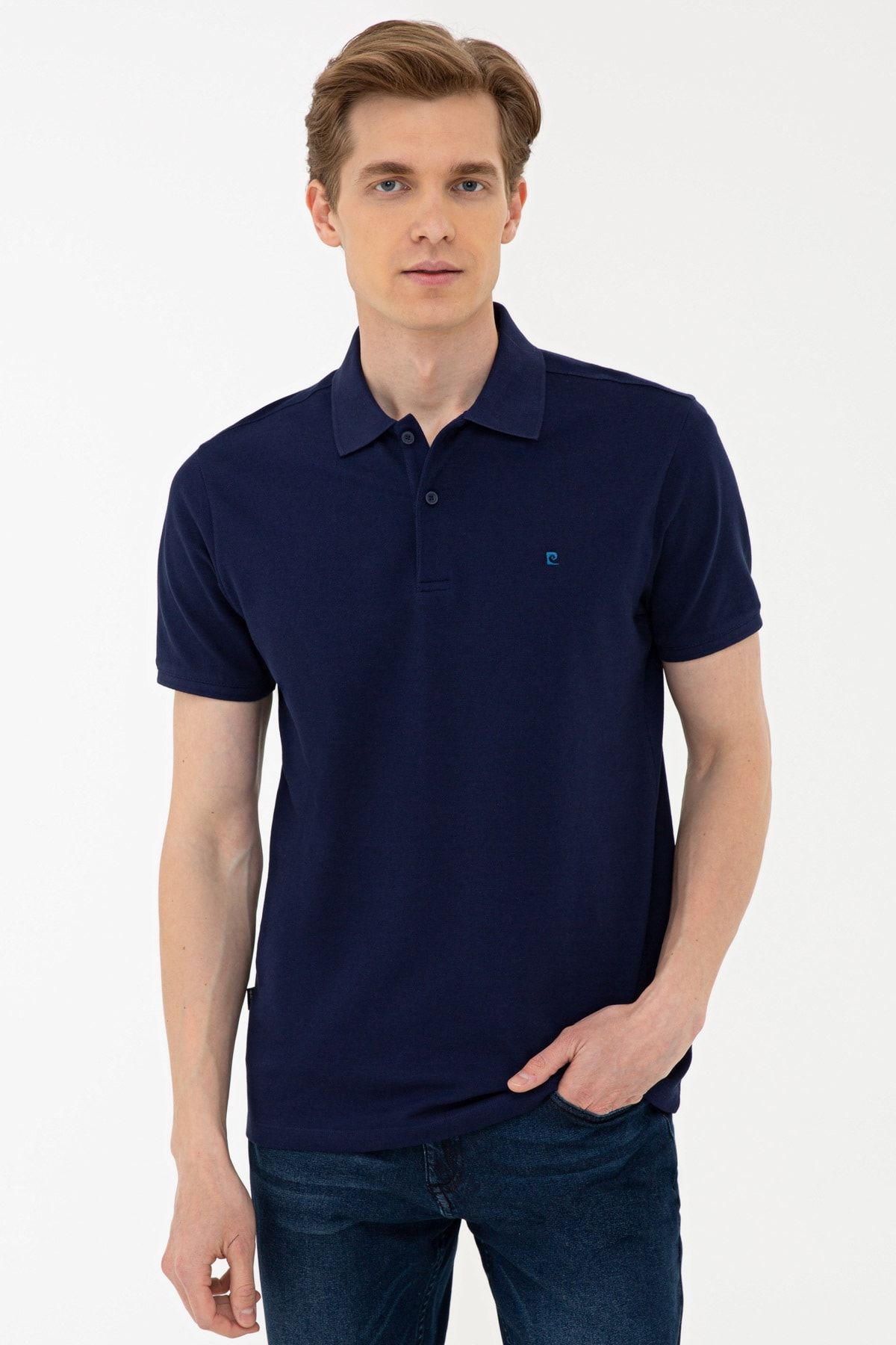 Pierre Cardin Lacivert Slim Fit Basic Polo Yaka T-Shirt