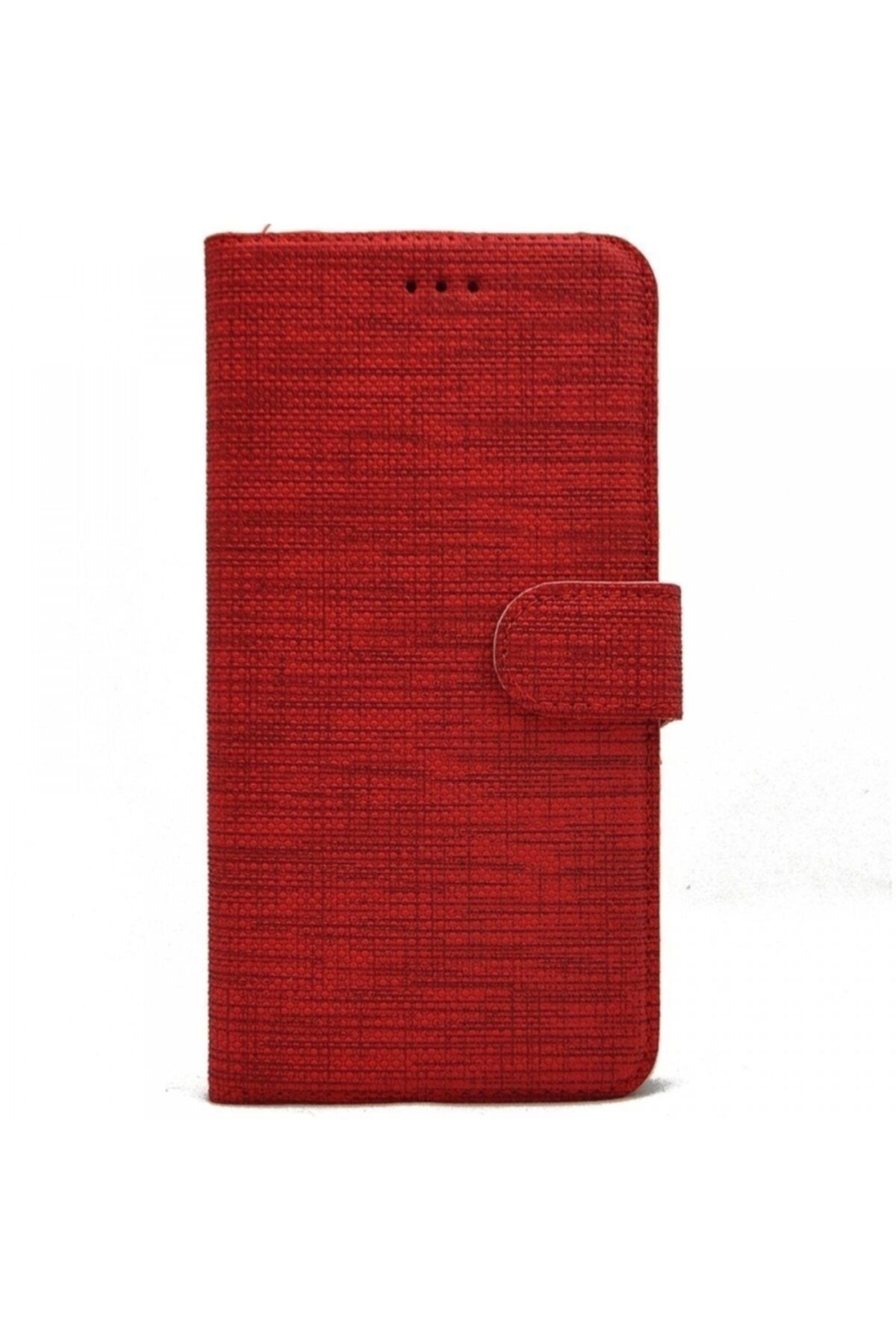 Samsung Galaxy J7 Prime Kılıf Kumaş Spor Standlı Cüzdan Kırmızı