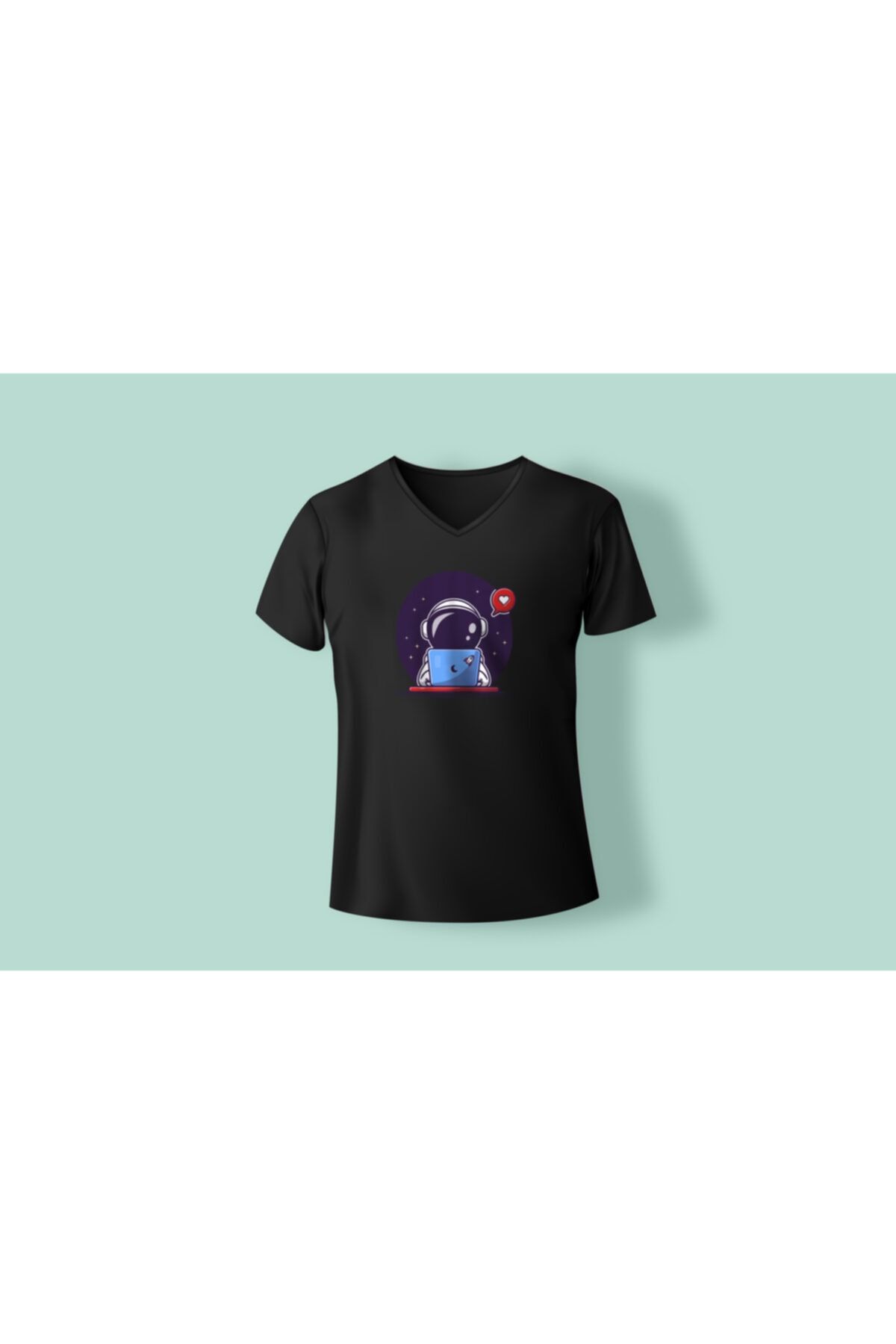 Ekopi Unisex Siyah Hacker Astronot T-shirt