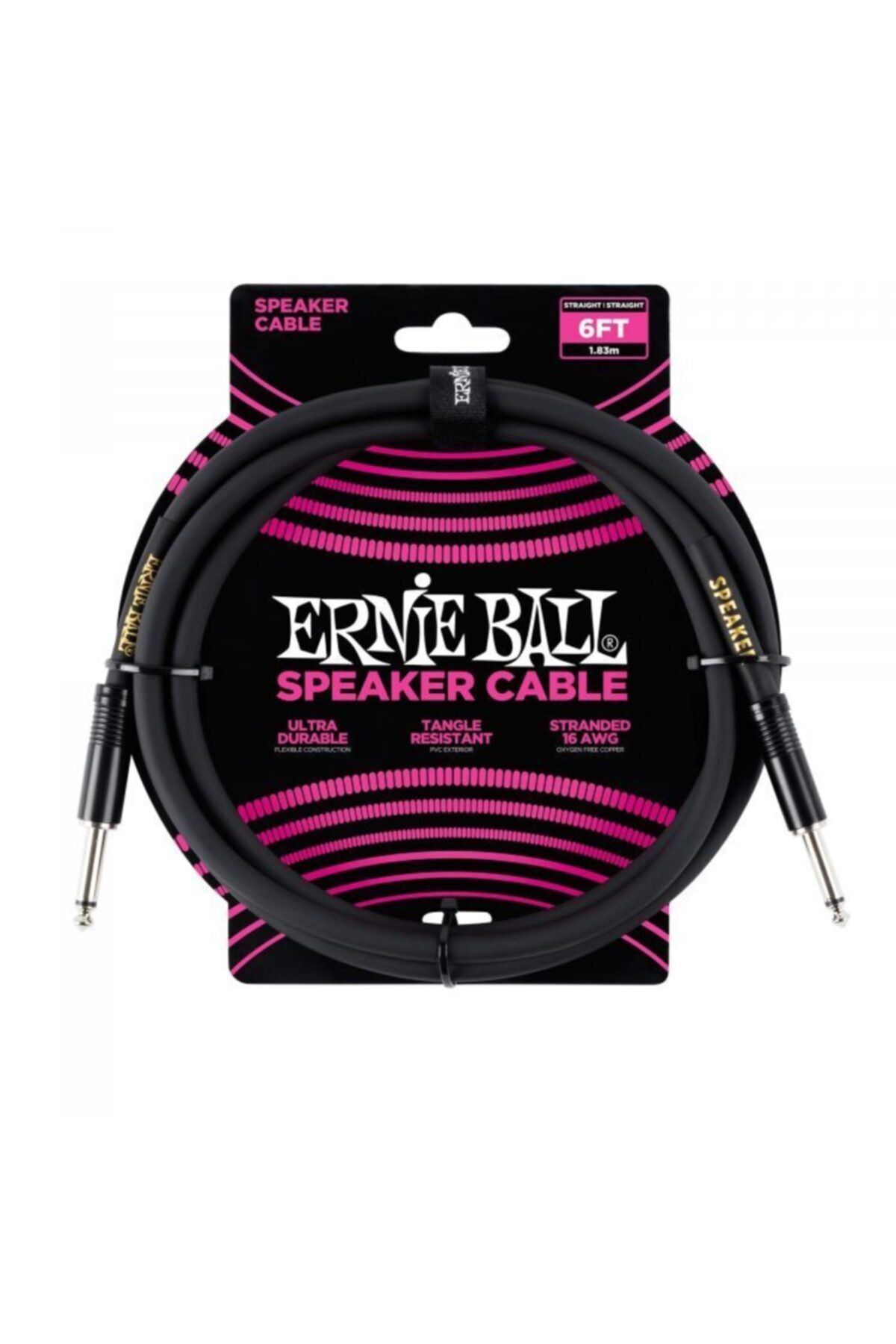 Ernie Ball Ernıe Ball P06072 6ft Siyah Düz Hoparlör Kablosu
